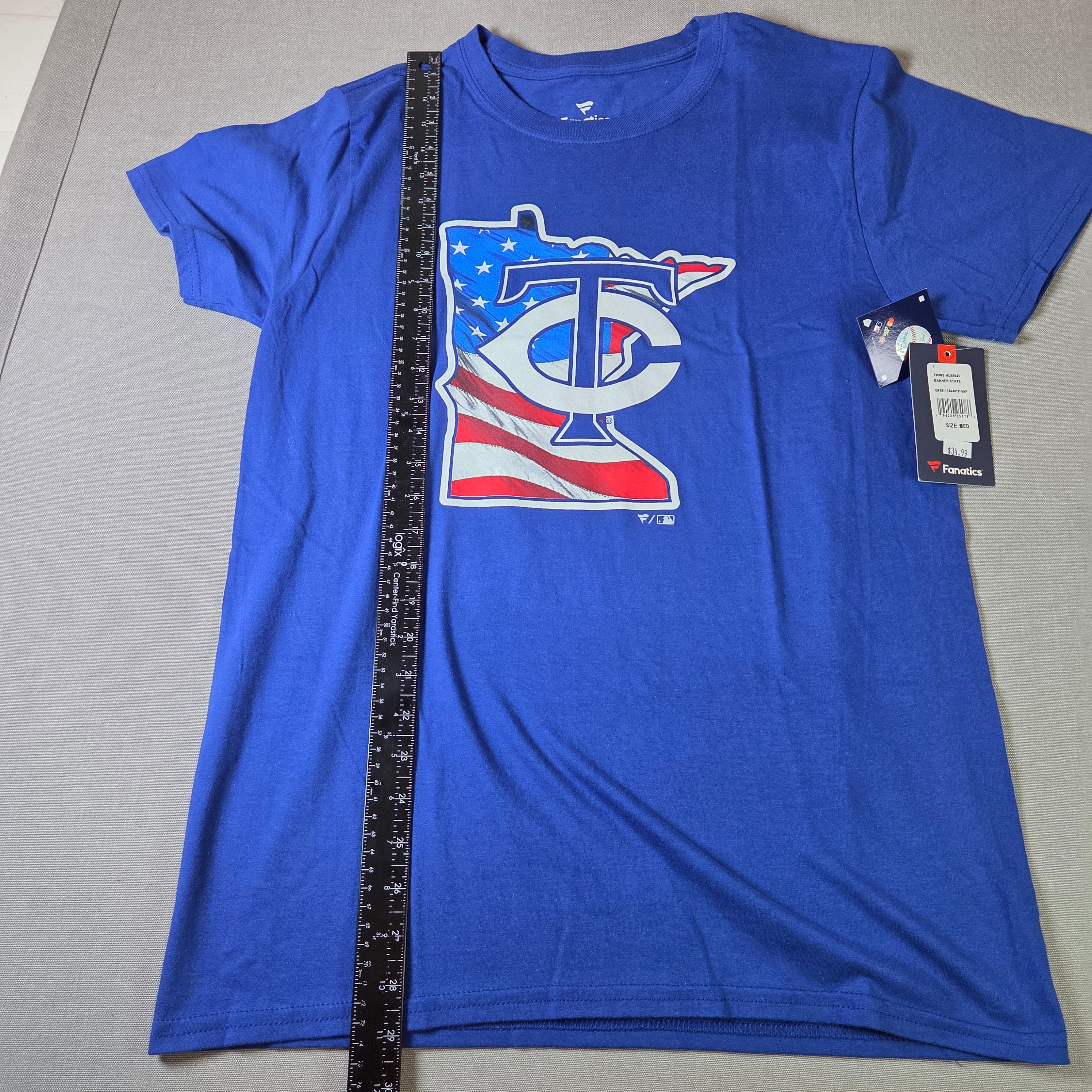 Fanatics Minnesota Twins USA Flag Logo T Shirt Size Medium Banner State NWT
