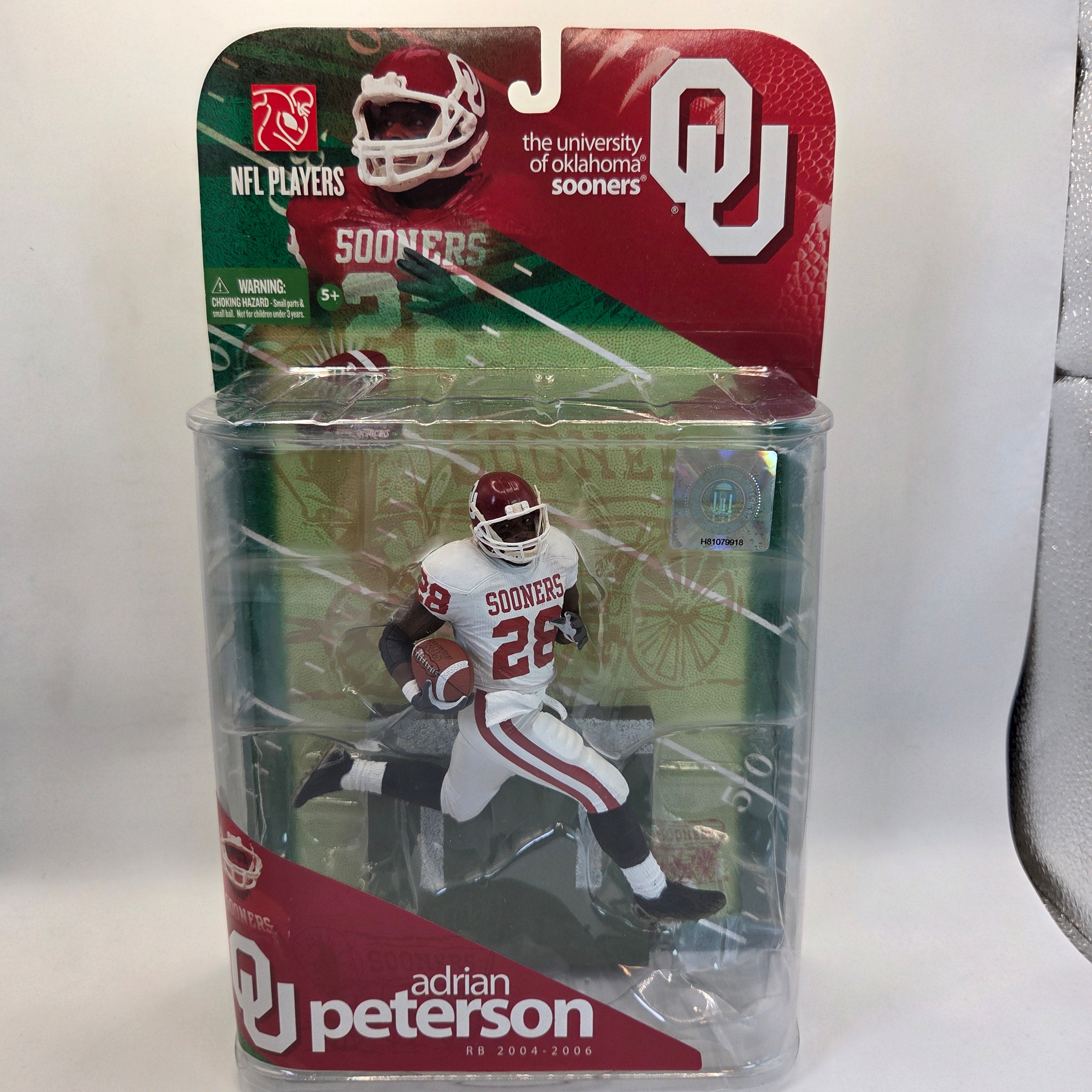 McFarlane Adrian Peterson 2009 Oklahoma Sooners White Jersey Chase Figure NIP