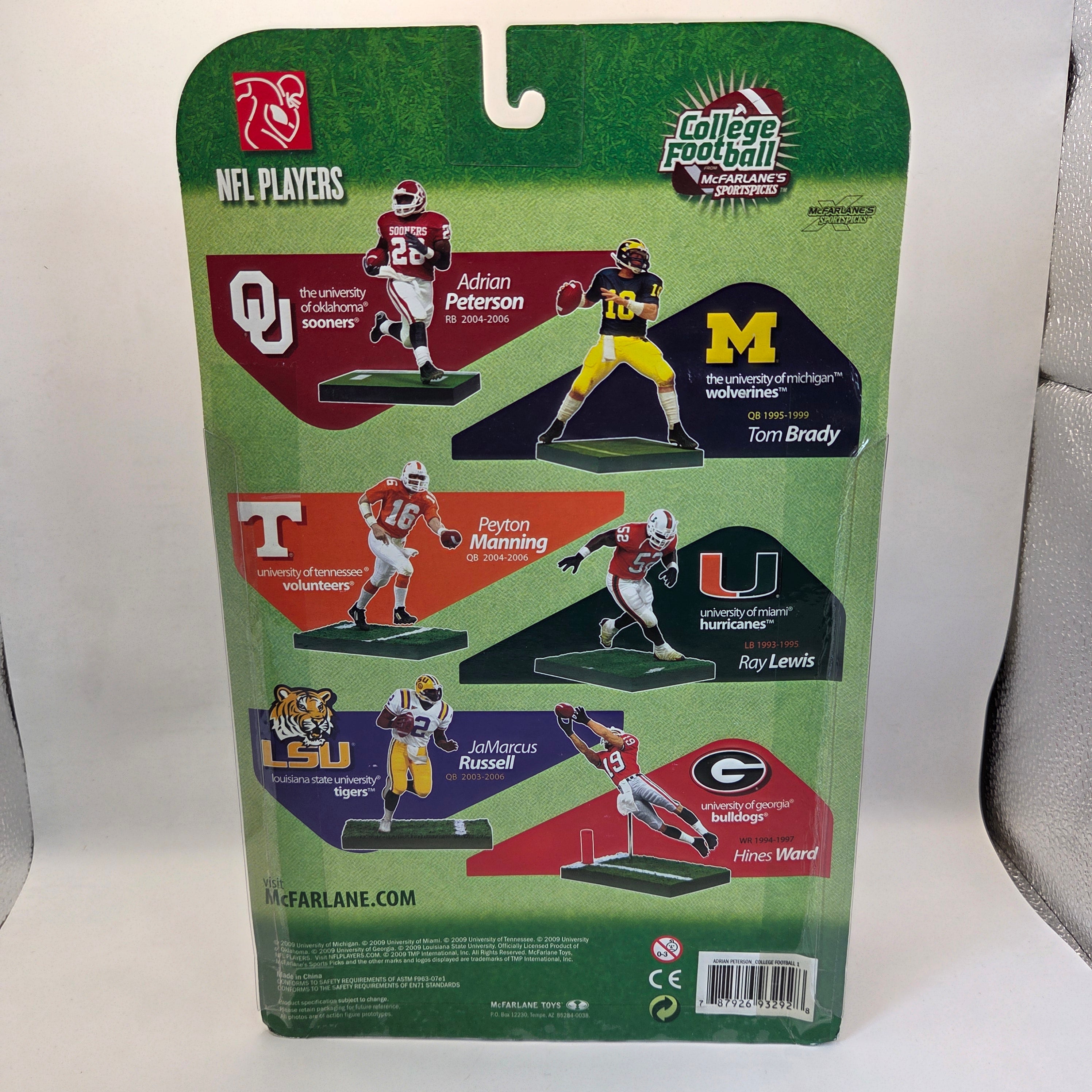 McFarlane Adrian Peterson 2009 Oklahoma Sooners White Jersey Chase Figure NIP