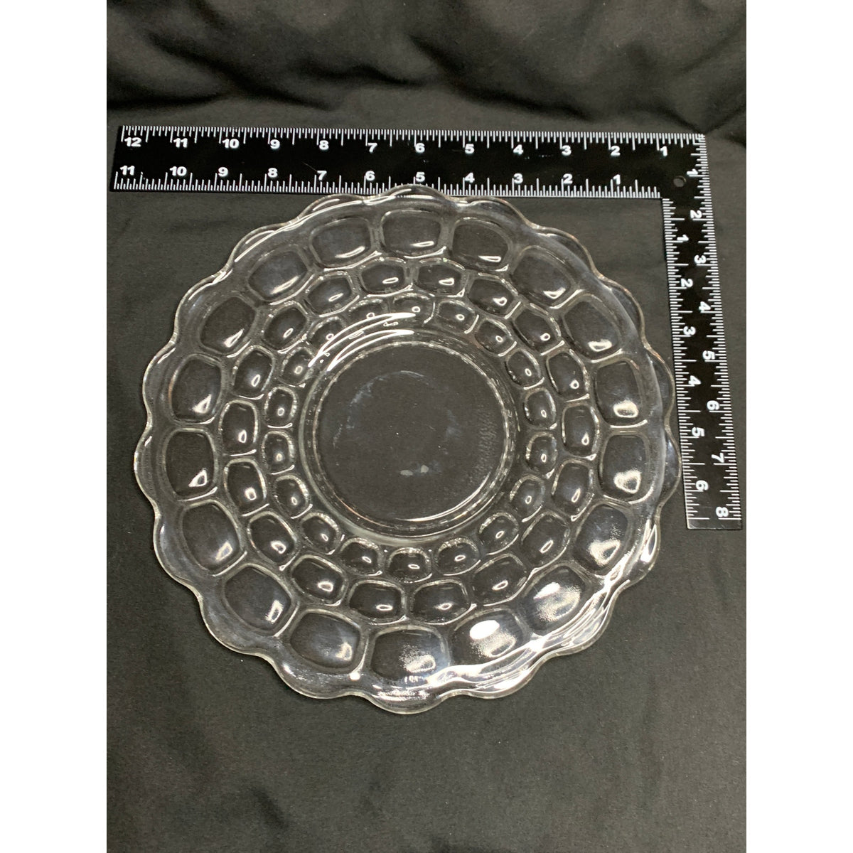 Clear Glass Cheese Dome Cloche Pebble Pattern Serving Plate 2 Piece Set