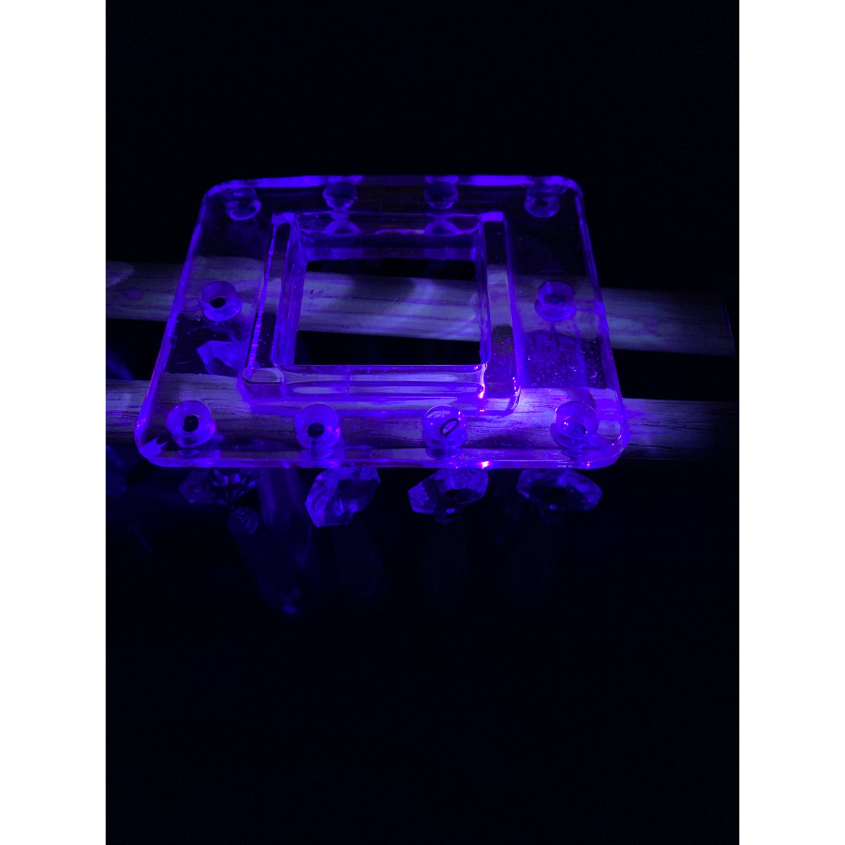 Vintage Lead Crystal Square Bobeches 16 Hanging Prisms Chandelier Pair