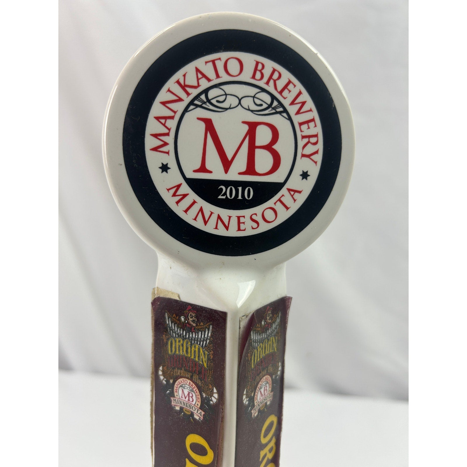 Mankato Brewery Organ Grinder Amber Ale Ceramic Beer Tap Handle Minnesota