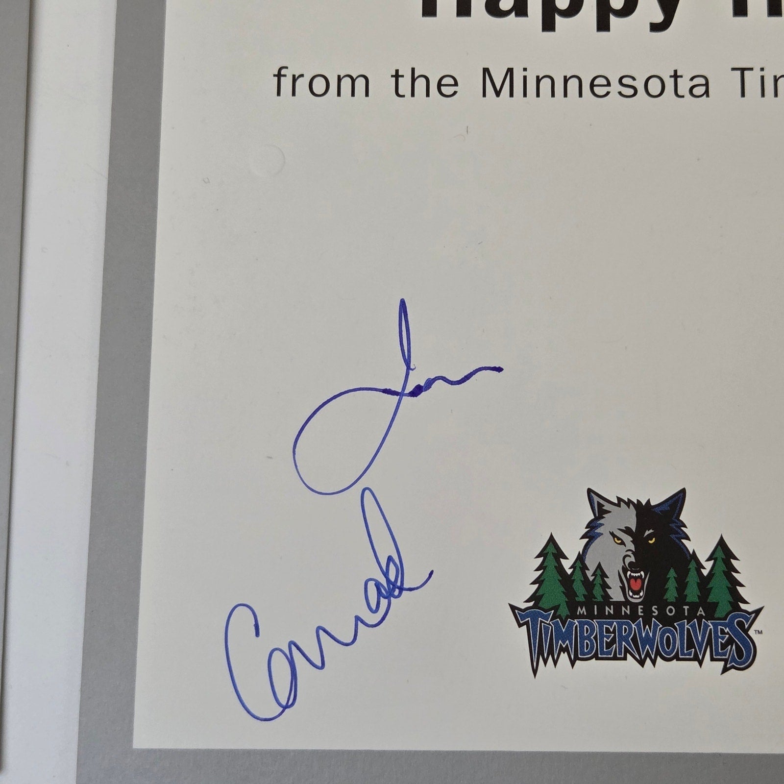 Minnesota Timberwolves Lynx Vintage Holiday Cards Signed & Unsigned Lot of 2