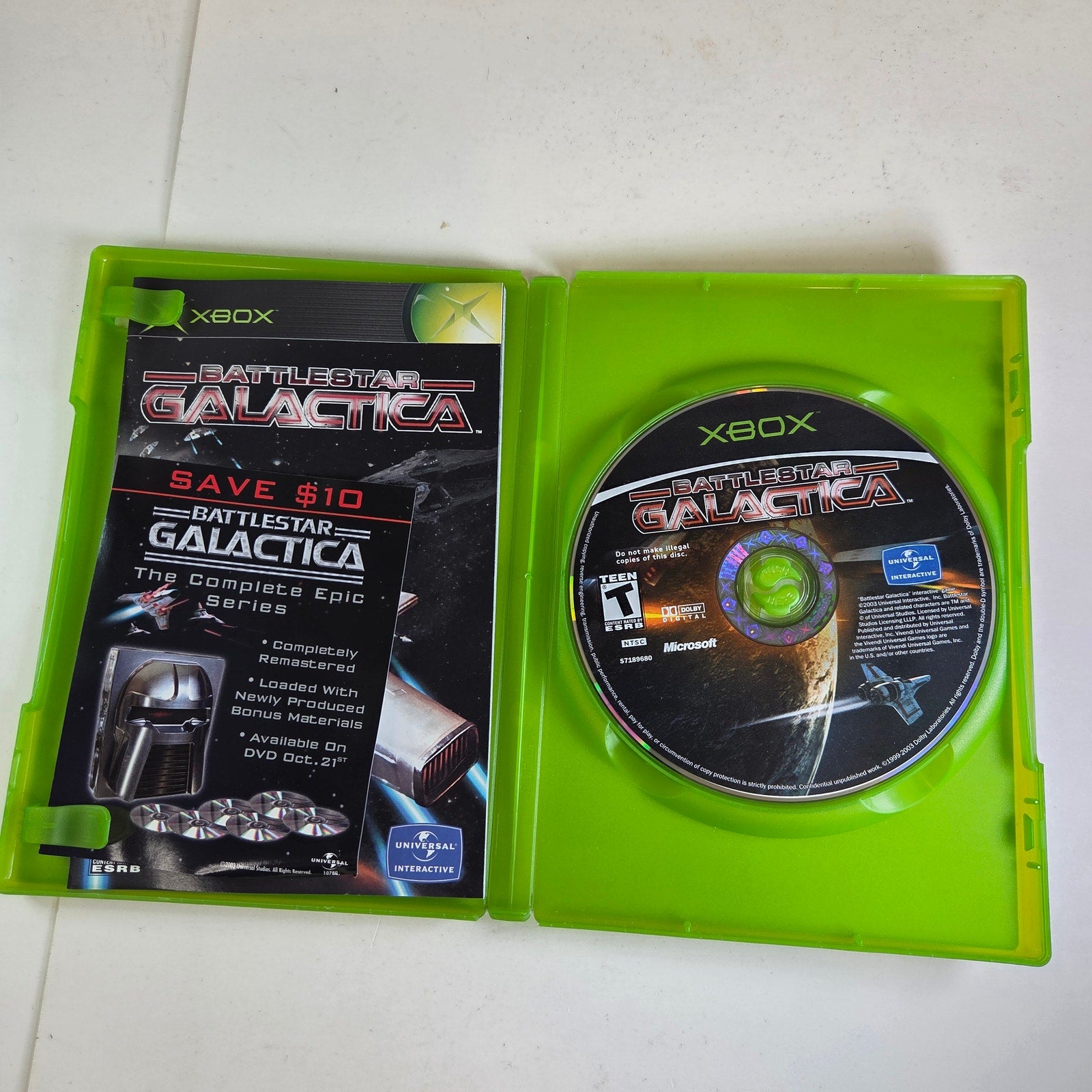 Battlestar Galactica Xbox 2003 Complete CIB Universal Interactive Space Combat
