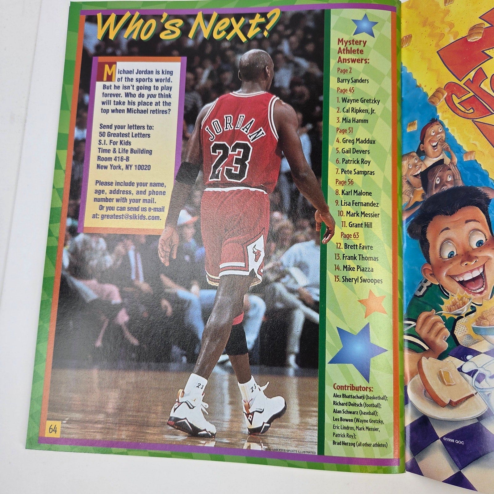 Sports Illustrated For Kids Extra 1998 50 Greatest Athletes Jordan Poster