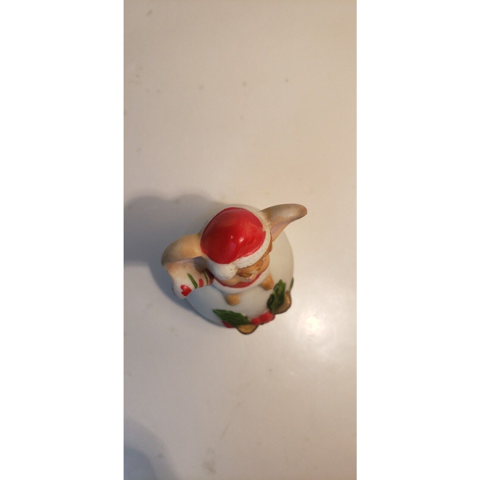 Vintage Christmas Ceramic Bell - mouse holding candy cane