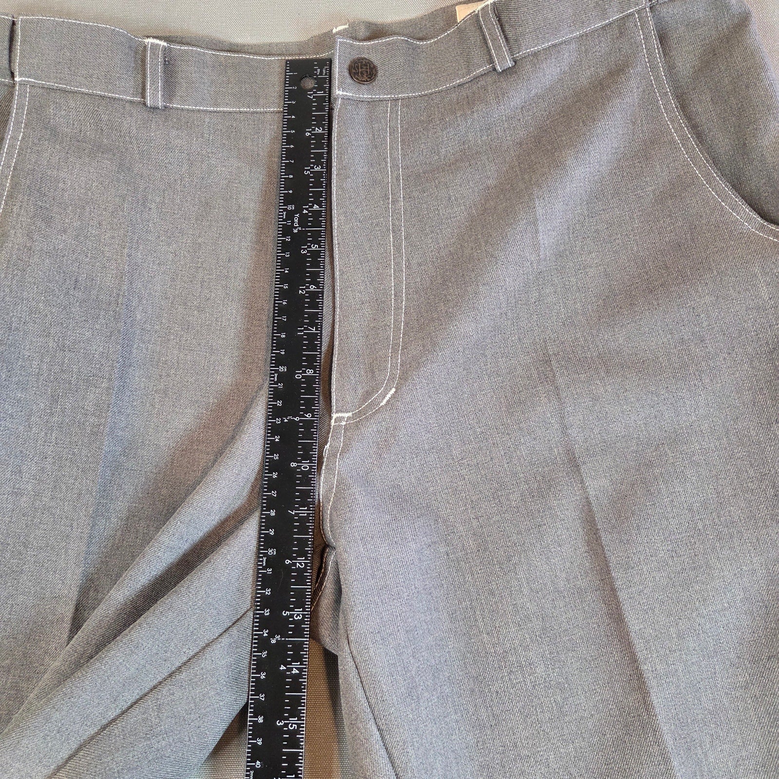 Vintage Haband Men’s 38S Stretch Polyester Pleated Gray Slacks Pants