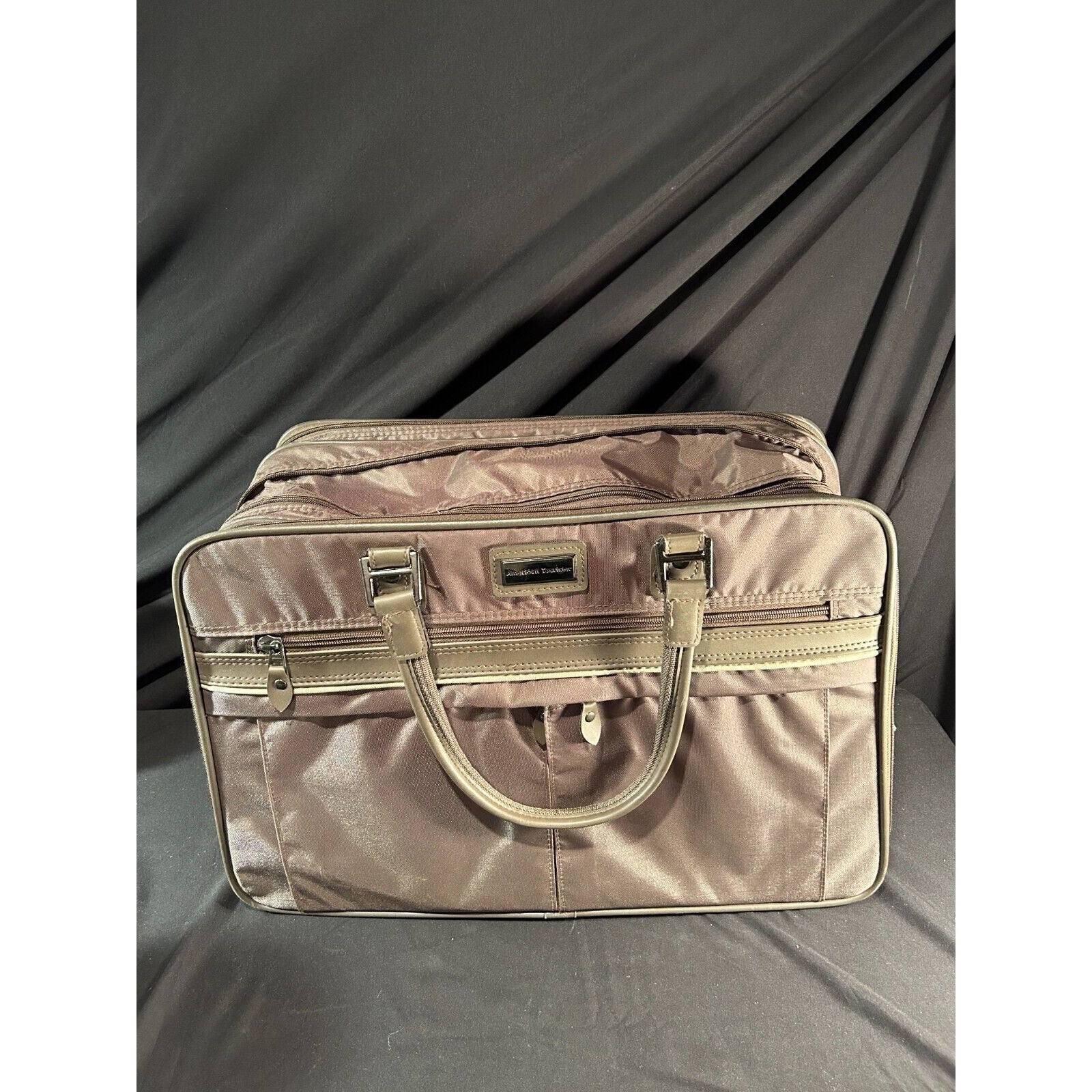 American Tourister Carry-On Bag Brown Nylon 20"x14" Two-Compartment Travel Case