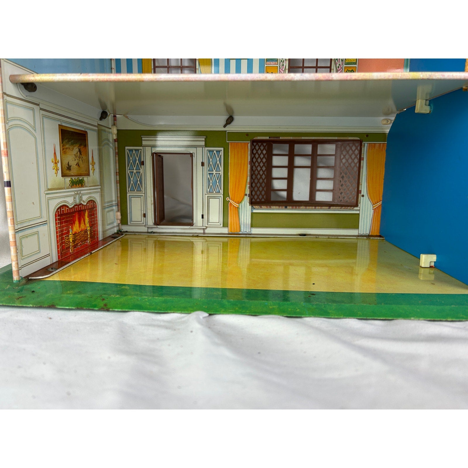 Vintage 1950s Marx Wolverine Tin Litho Dollhouse Two Story USA