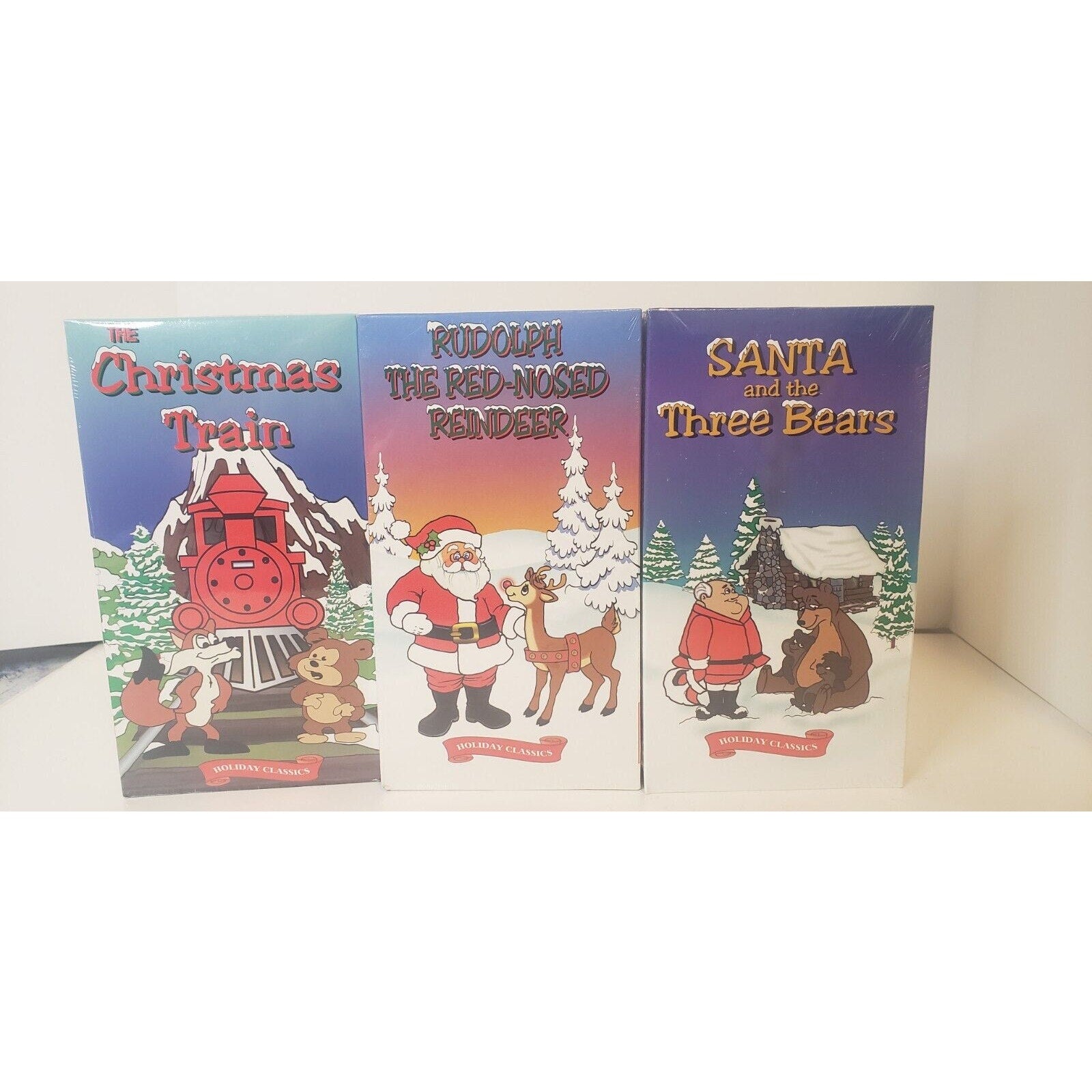 Christmas Kids VHS Lot of 3 - Christmas Train, Santa & 3 Bears, Rudolph NEW