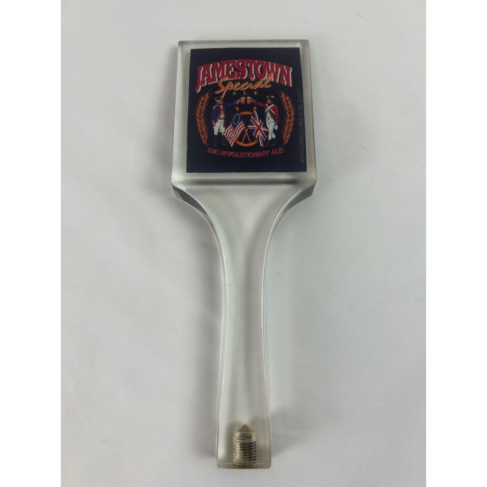 Jamestown Special Ale Beer Tap Handle Clear Acrylic St Paul MN Breweriana 1990s