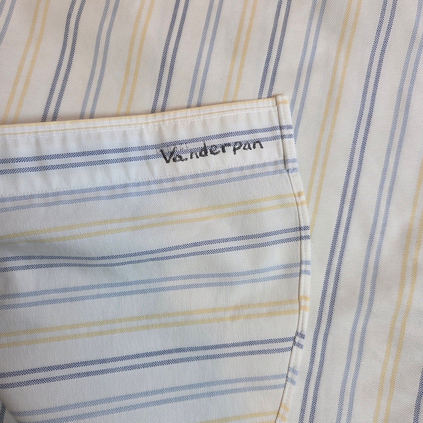 LL Bean Wrinkle Resistant Striped Short Sleeve Shirt 16.5 Reg Cotton