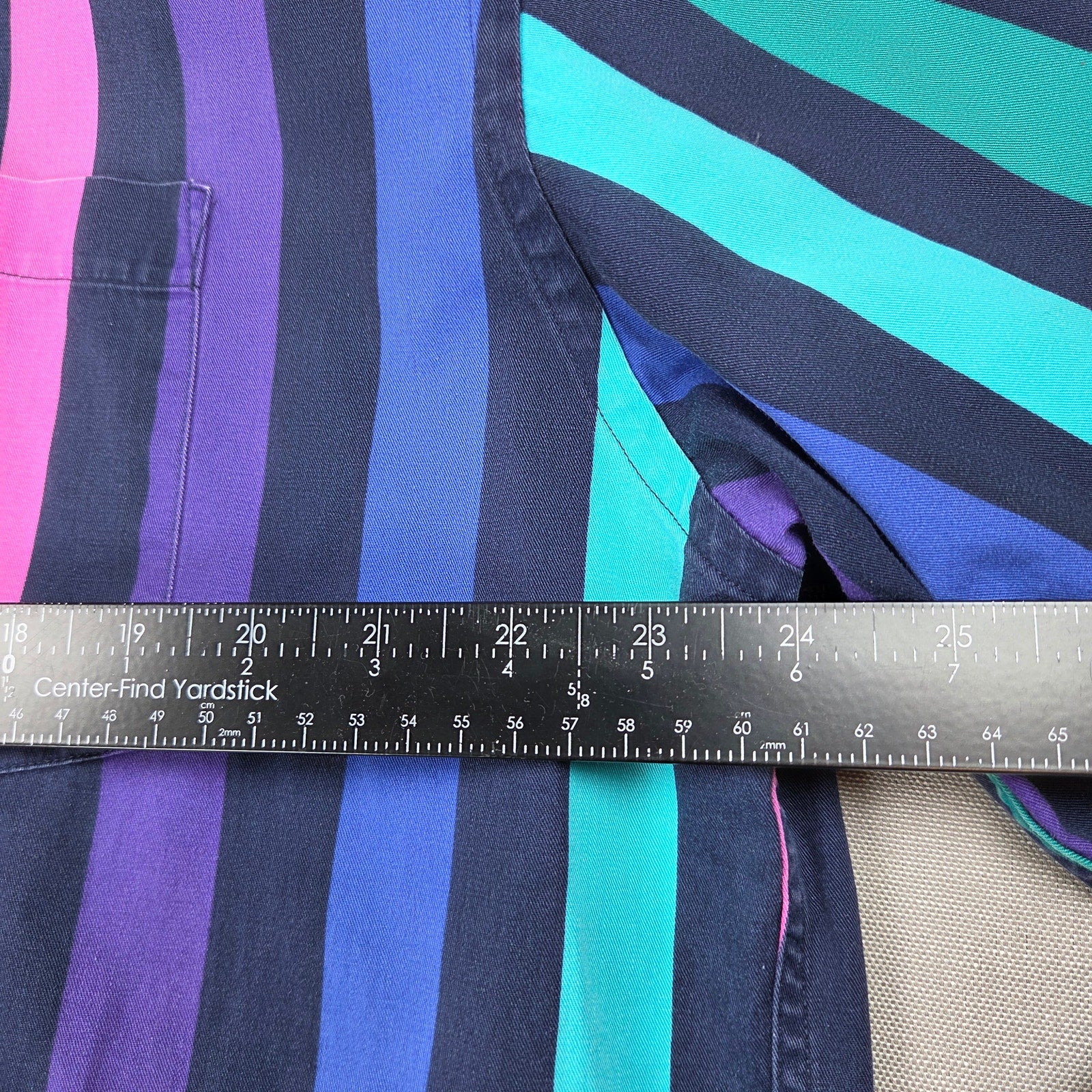 Norsport Mens L Multicolor Striped Button Down Shirt Cotton Malaysia Retro