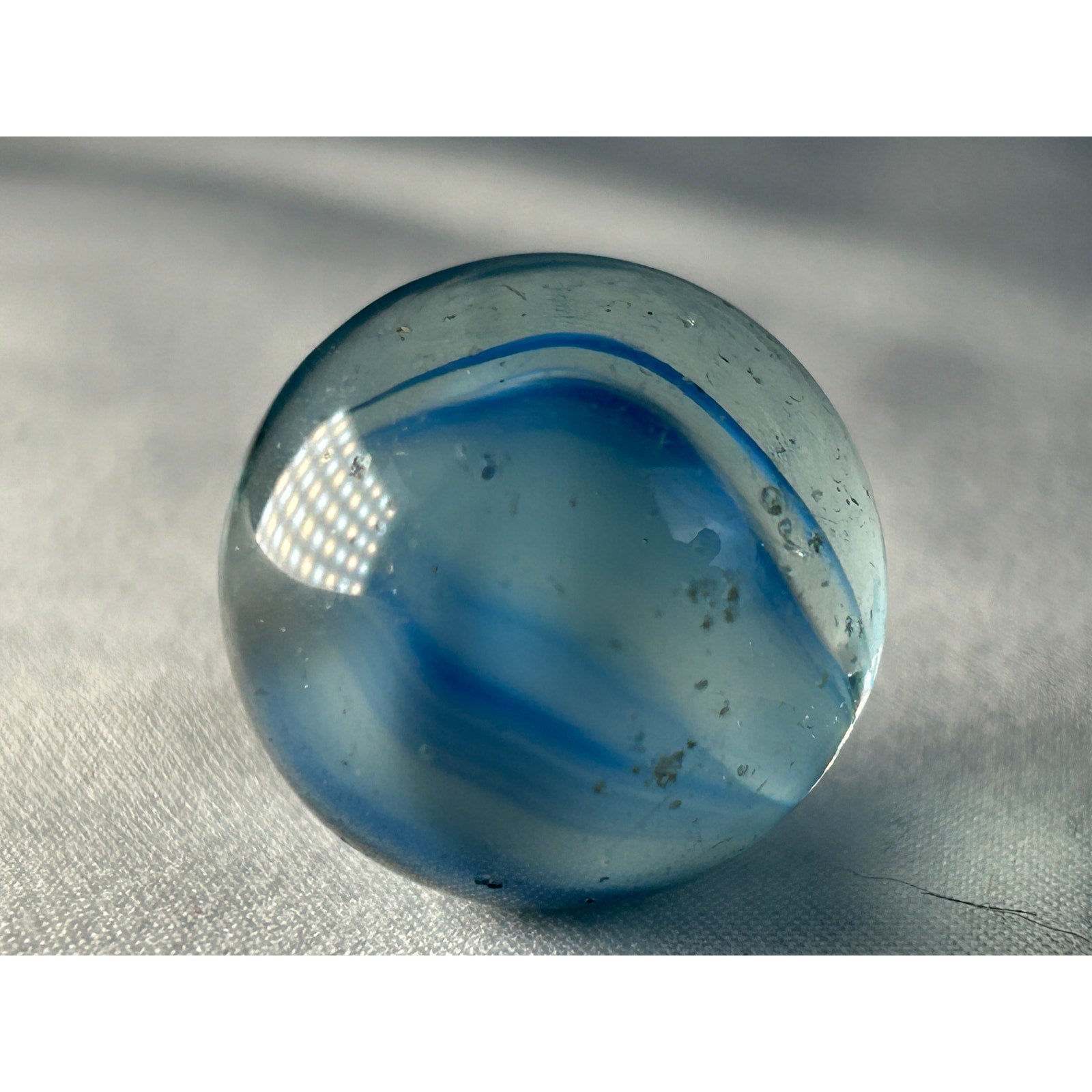 Vintage Blue Transparent Swirl Marble Large Shooter Size