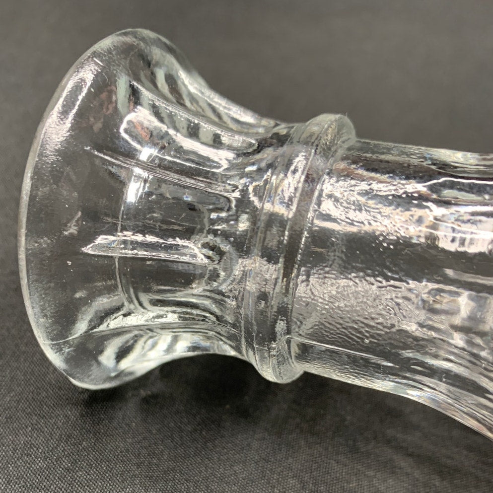 Clear Pressed Glass Bud Vase Flared Rim Paneled Bulbous Base Starburst Bottom