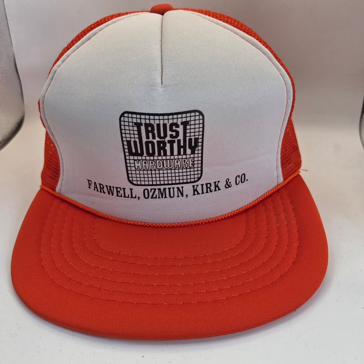 Vintage Trustworthy Hardware Farwell Ozmun Kirk Foam Mesh Snapback Trucker Hat