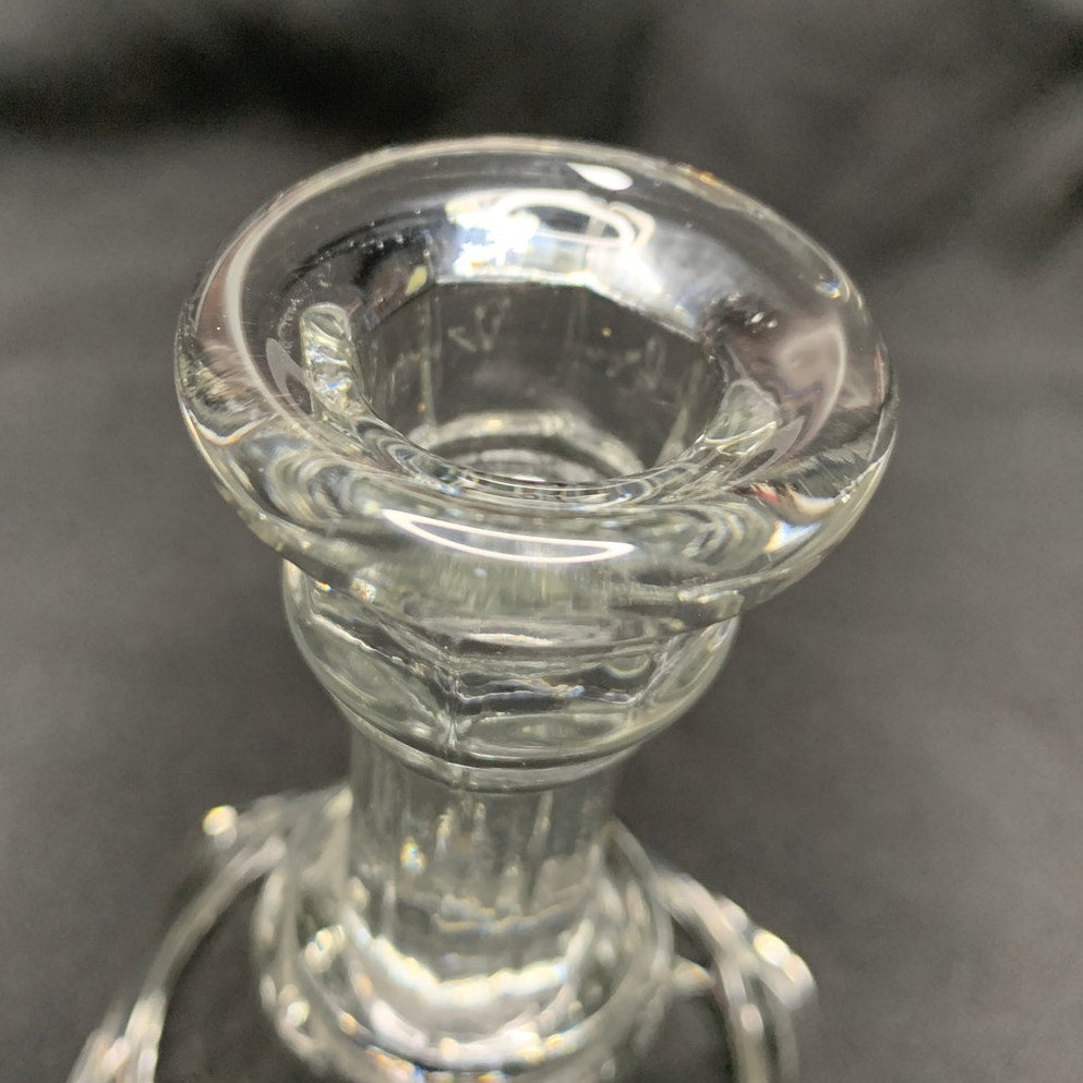 Clear Pressed Glass Taper Candle Holder Hexagon Base Fluted Column Single