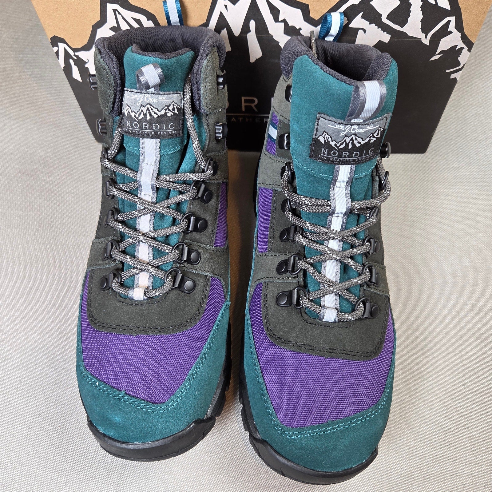 J.Crew Nordic Hiker Boots AZ842 Vibram Purple Multi Size 10 New Box