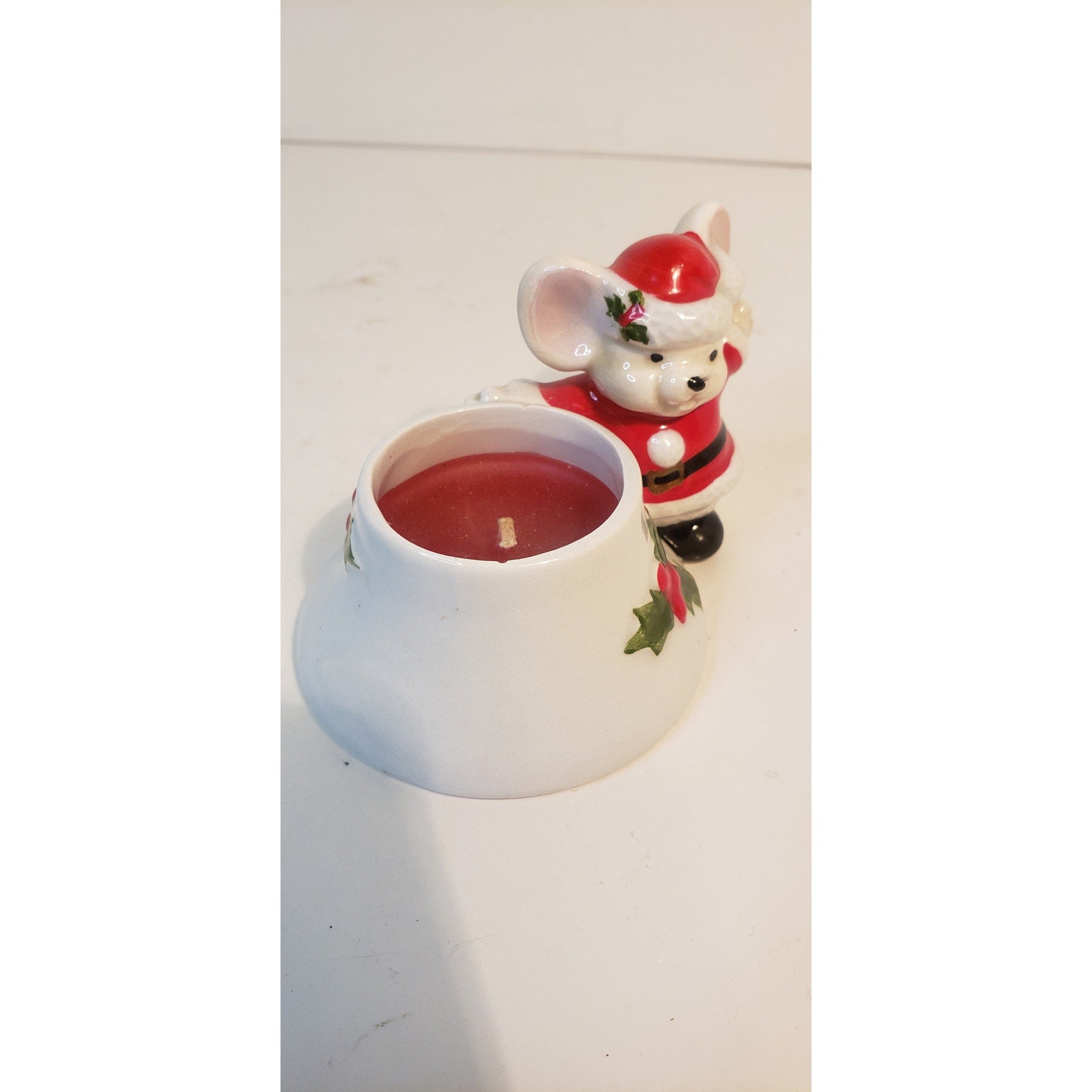 Vintage Fitz & Floyd Santa Mouse Candle Holder 1978 Hand Painted Japan