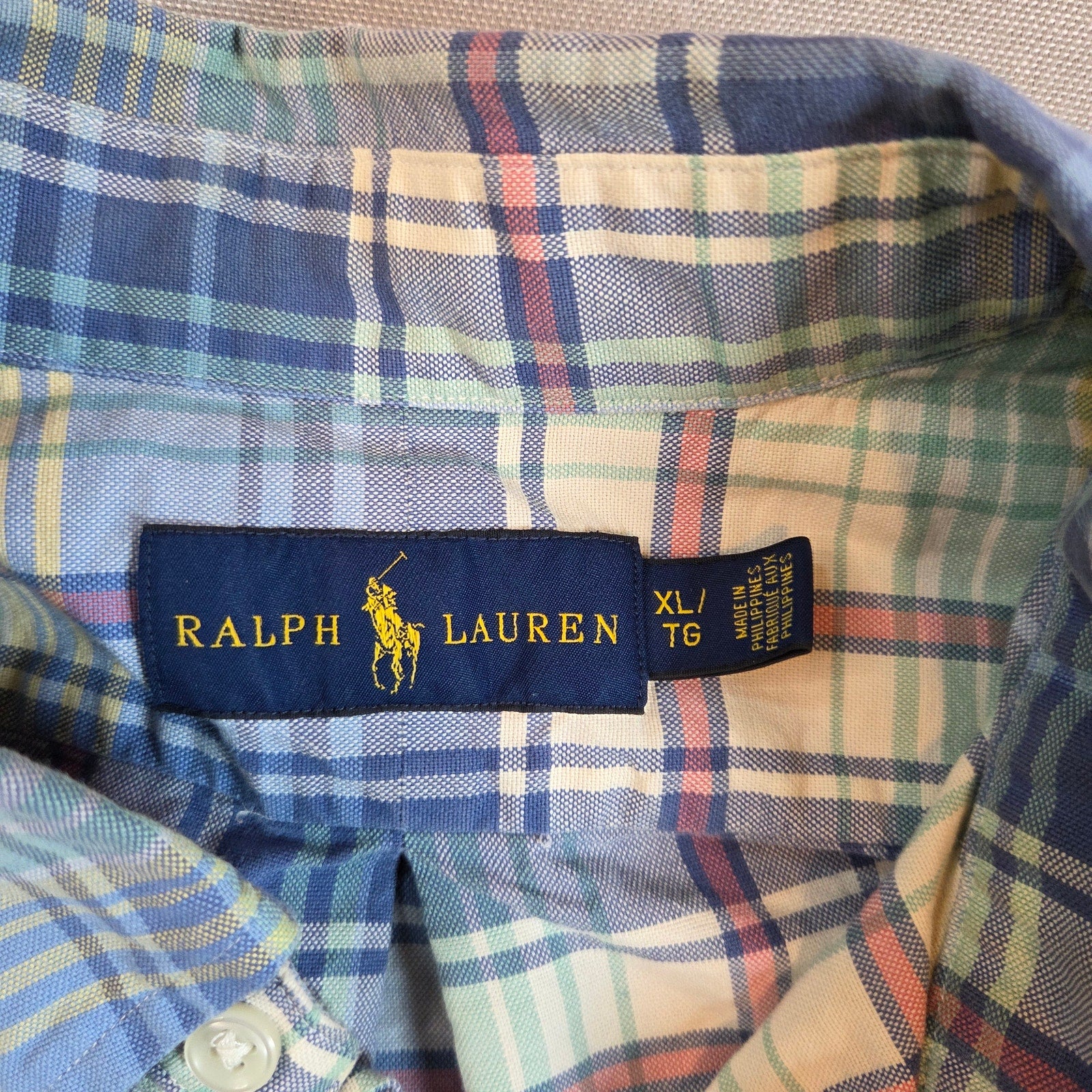 Ralph Lauren Plaid Button Down Shirt XL Cotton Classic Fit Pony Logo