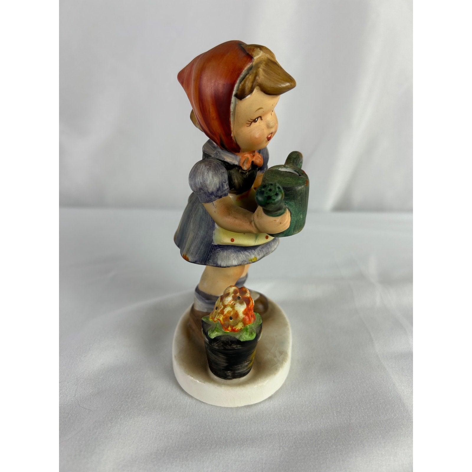 Vintage Enesco Girl Watering Flowers Figurine Japan Ceramic Bonnet