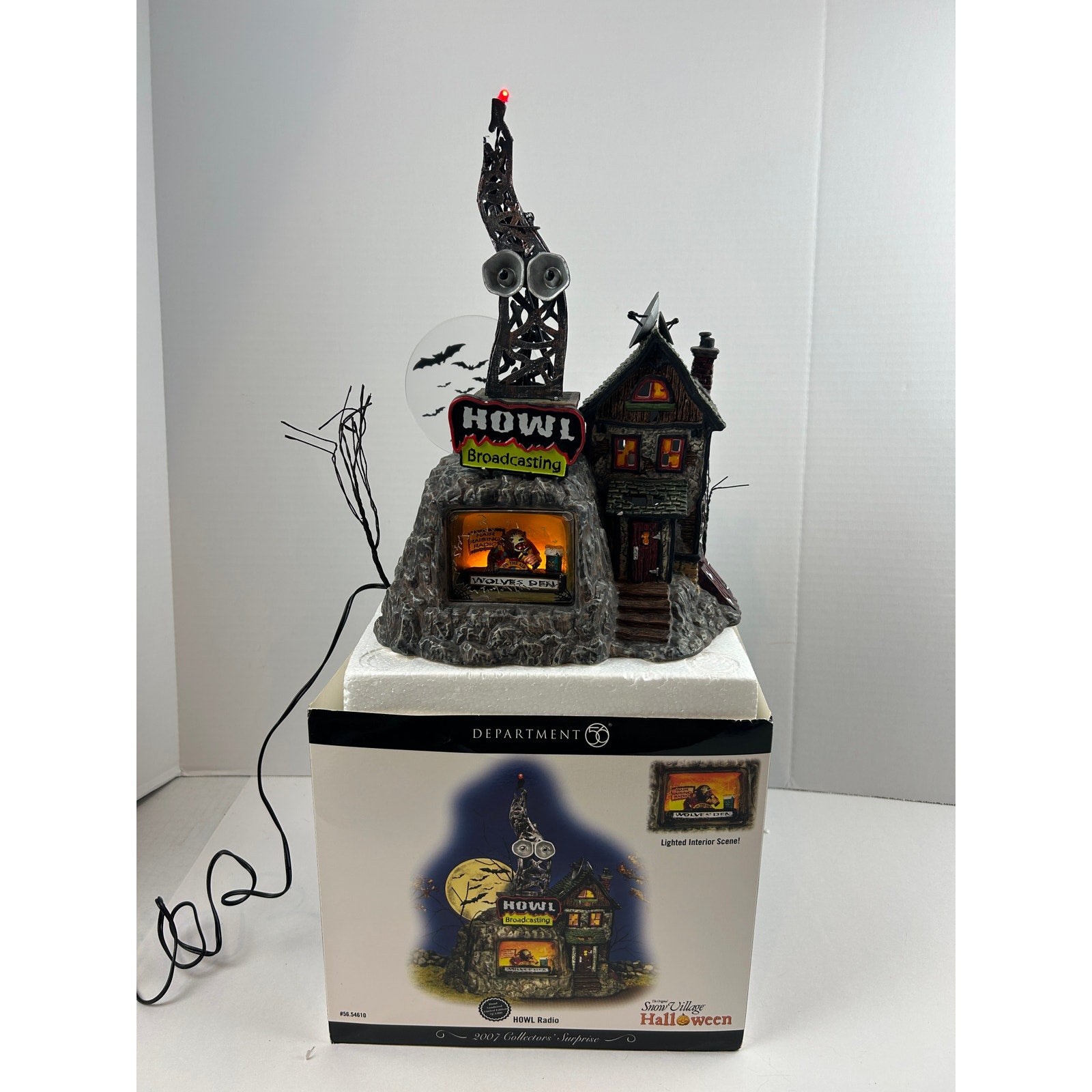Department 56 HOWL Broadcasting Snow Village Halloween Lighted Radio House
