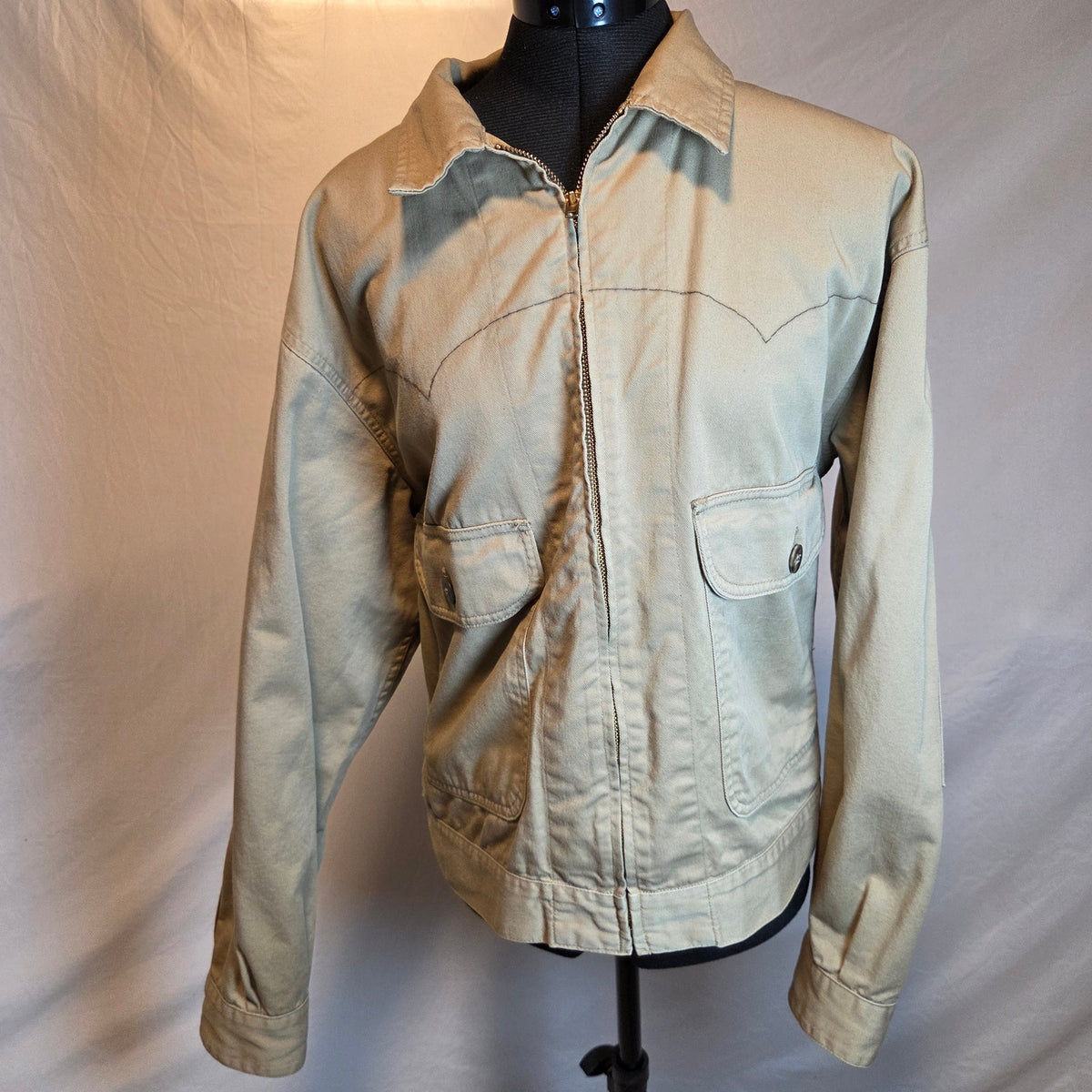 Vintage Dickies Guaranteed Work Jacket Men's L Tan Western Yoke Full Zip
