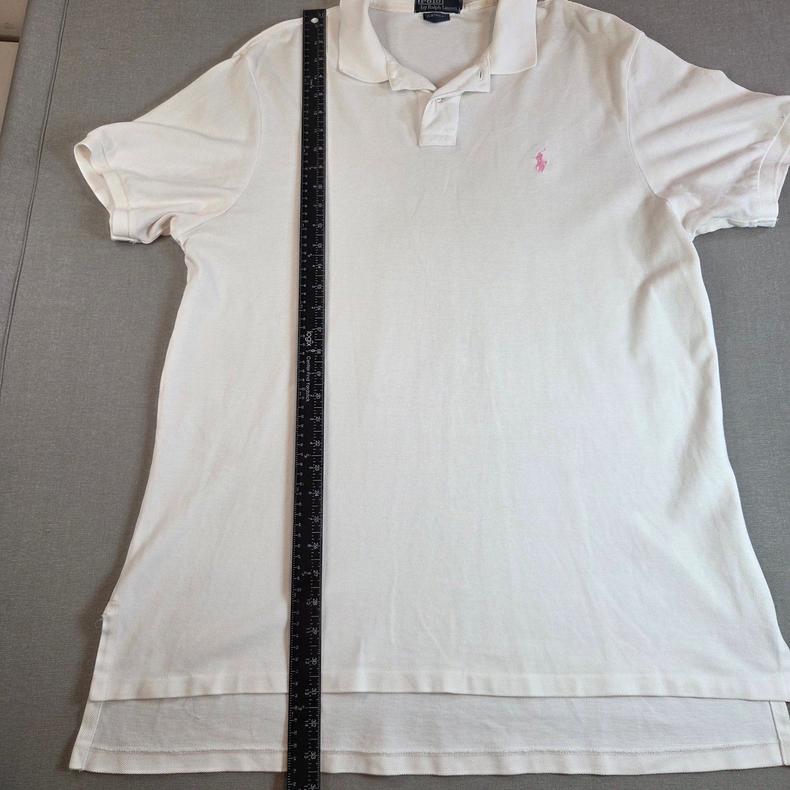 Polo Ralph Lauren Custom Fit White Polo Shirt XL Cotton Pink Pony Logo