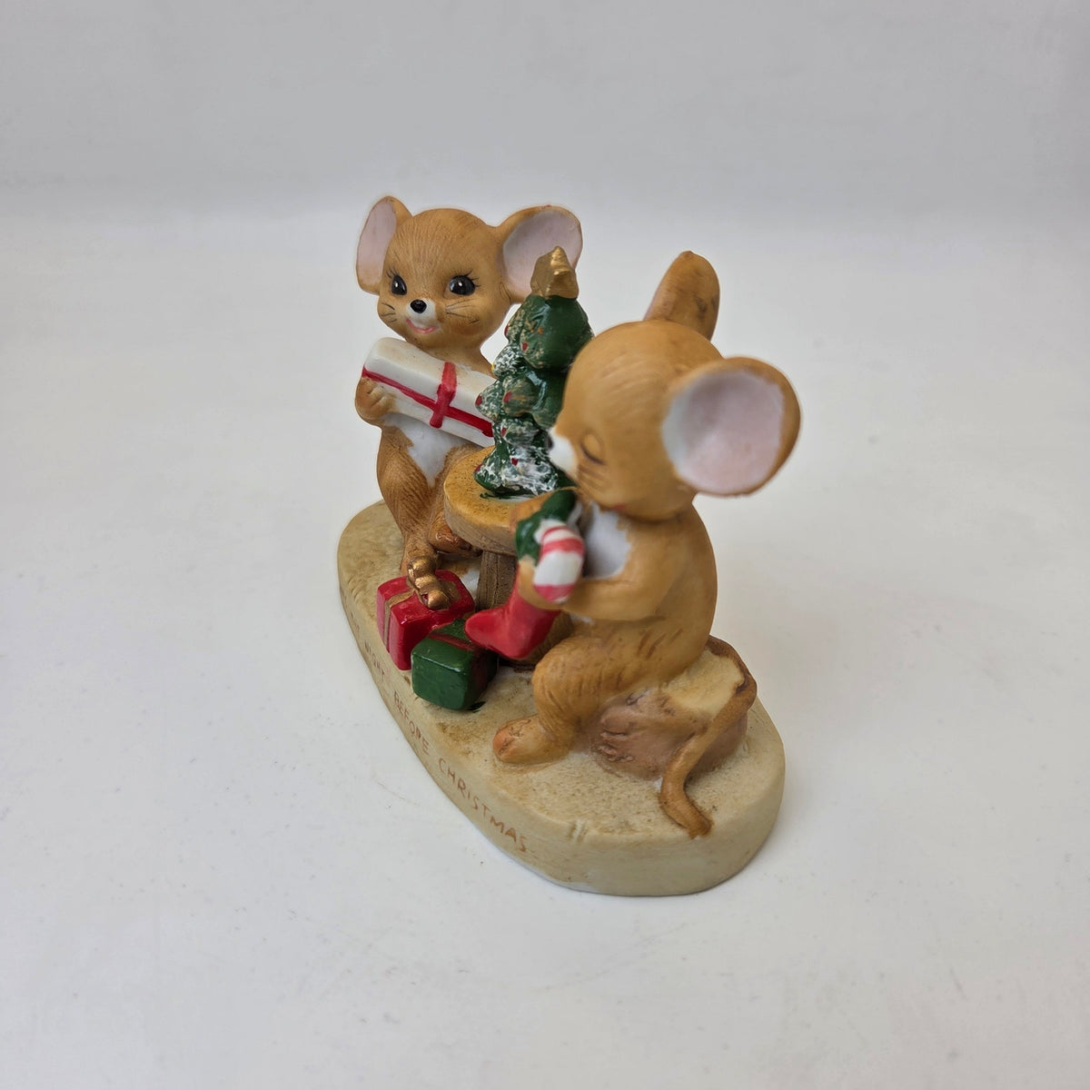 Enesco Night Before Christmas Mice Figurine Tree Taiwan Holiday Decor 3"