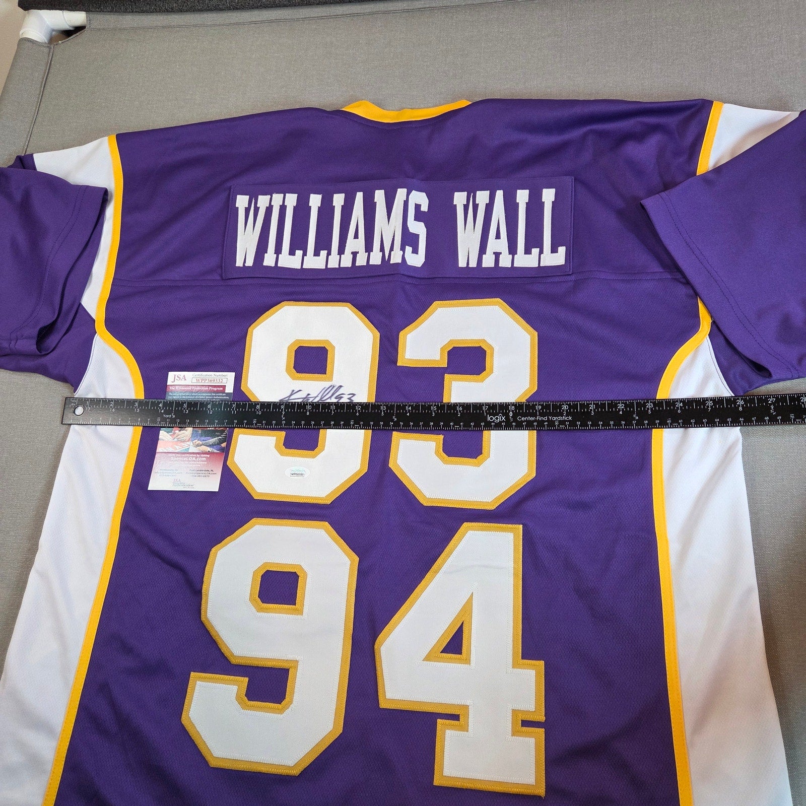 Williams Wall Vikings #93 #94 Kevin Williams Signed Jersey JSA COA XL Purple