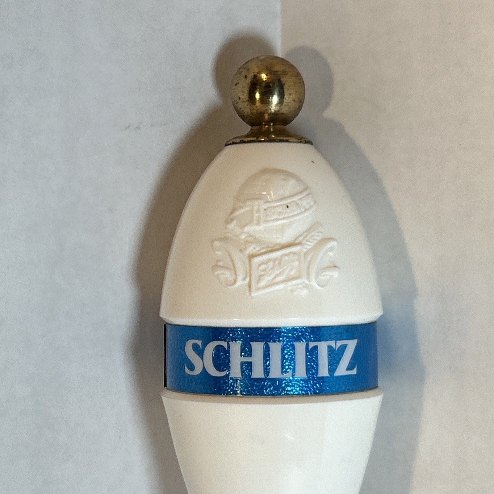 Vintage Schlitz Beer Tap Handle Wood, Plastic, & Brass 10.5" tall