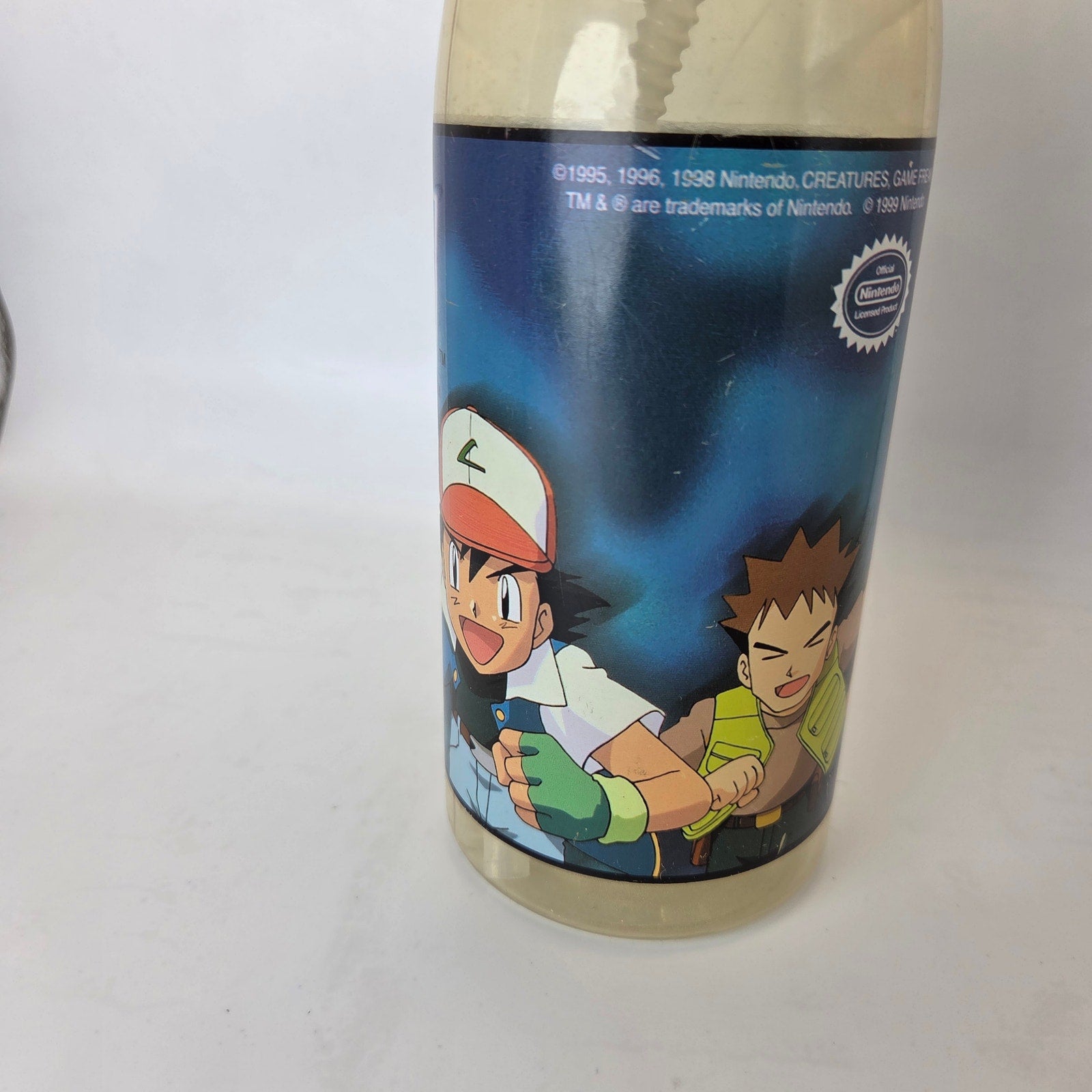 1999 Pokemon Water Bottle Nintendo Licensed Pikachu Ash Vintage Kids Cup