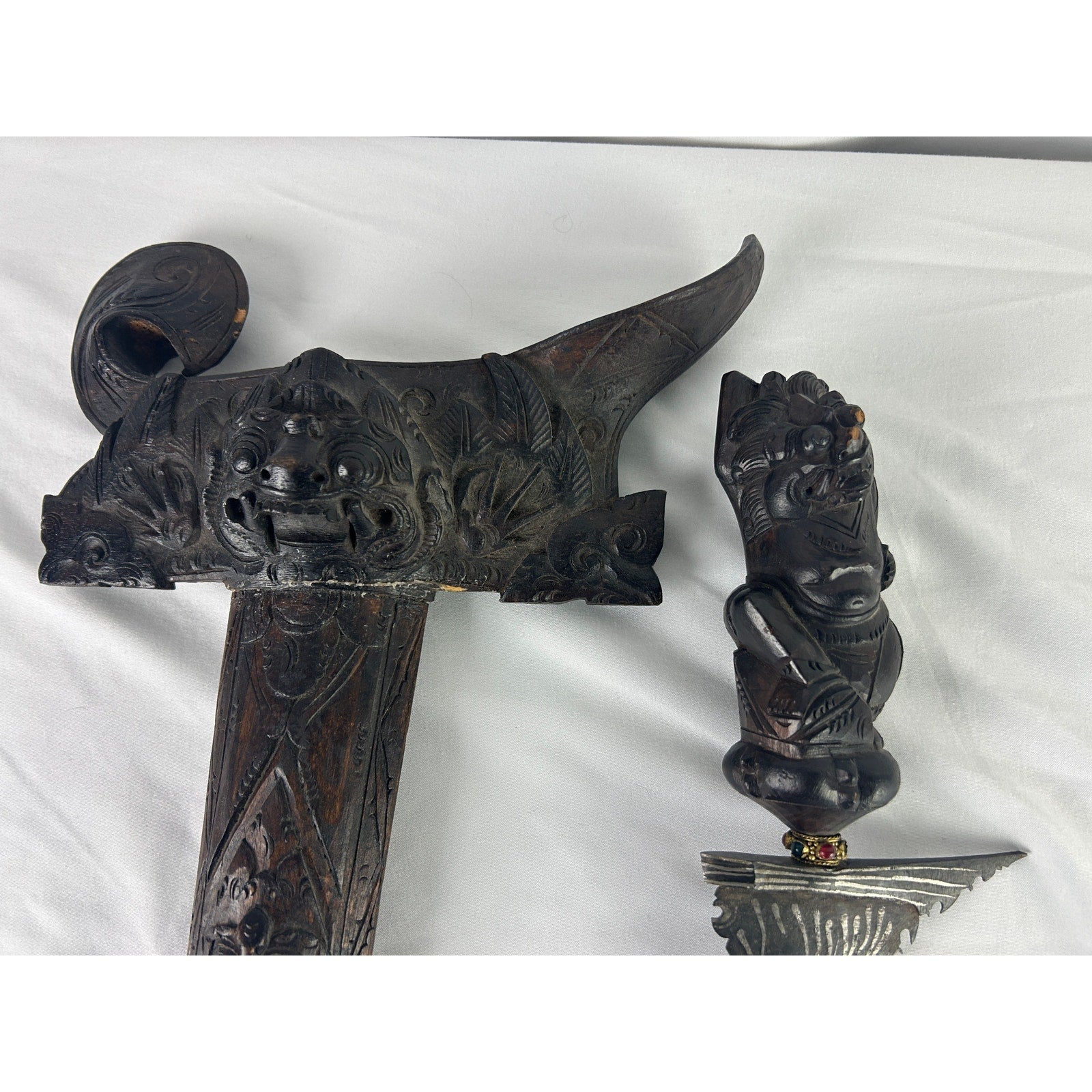 Lot 3 Indonesian Style Kris Keris Daggers Wood Sheaths Display Set