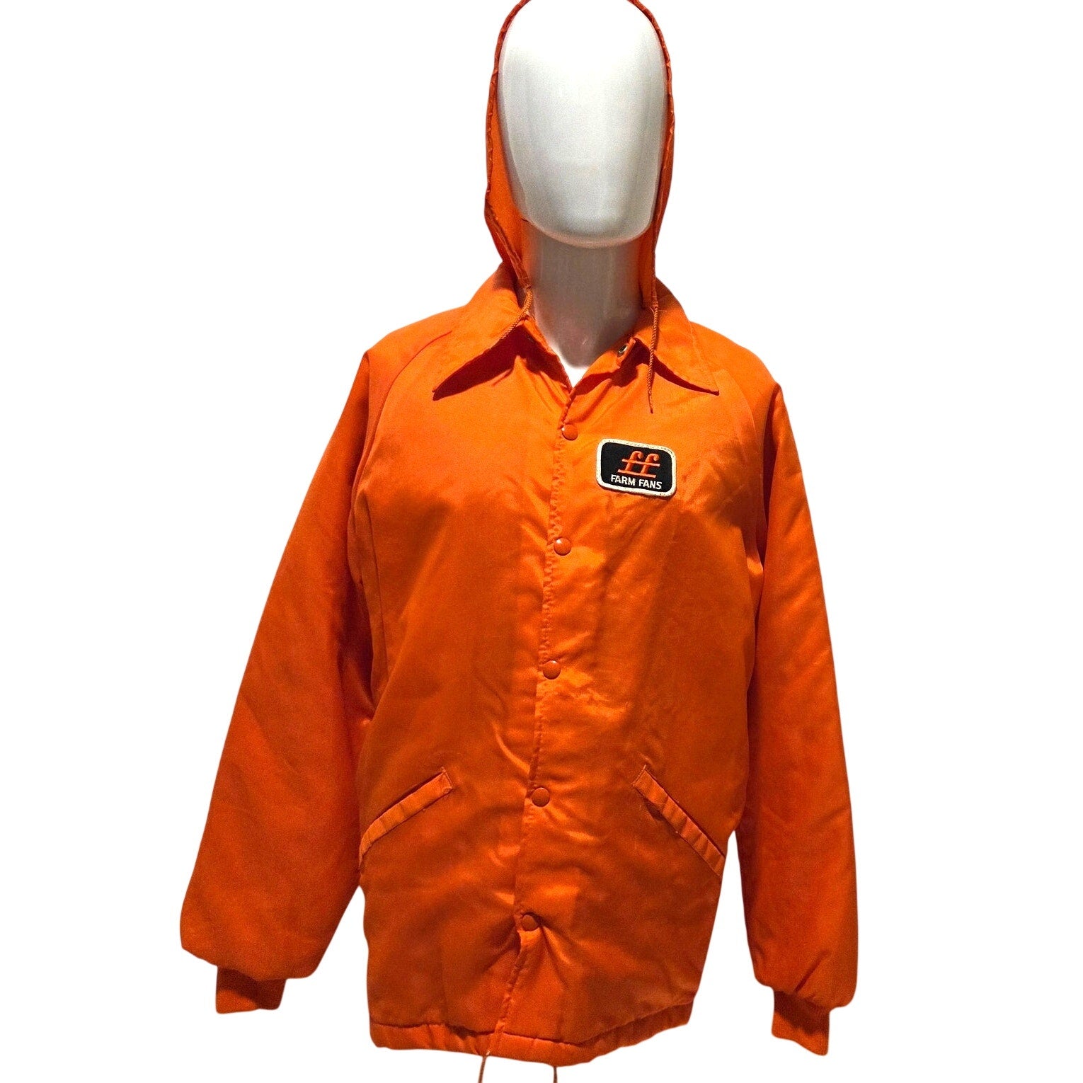 Vintage Swingster Farm Fans Hooded Coach Jacket USA Nylon Mens M Orange