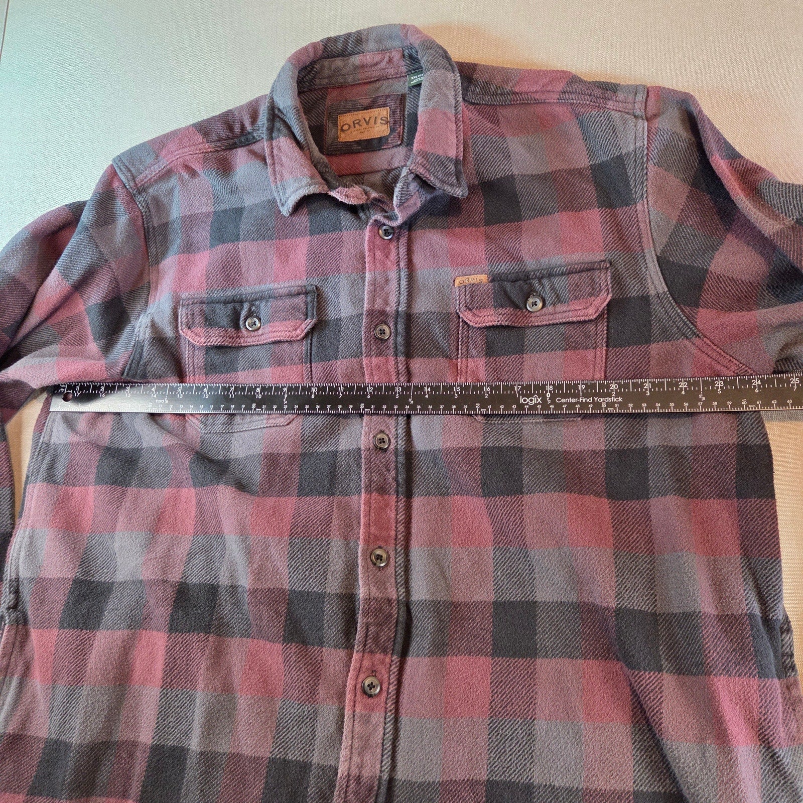 Orvis Men’s XXL Flannel Shirt Button Up Long Sleeve Plaid 100% Cotton