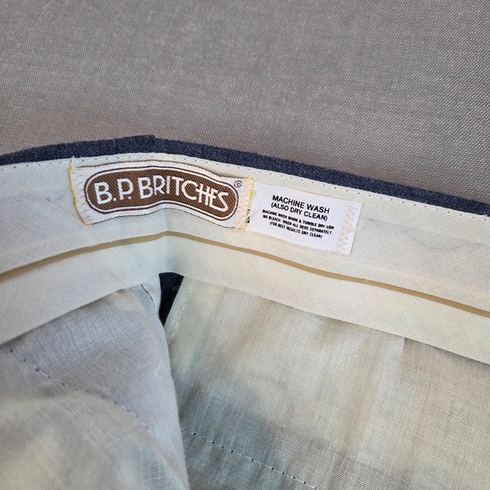 Vintage 1970s B.P. Britches Blue Dress Slacks 38x27 Wool Blend USA Made