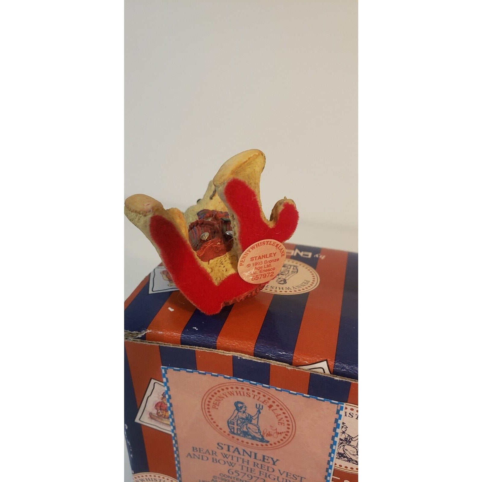 Enesco Pennywhistle Lane Stanley Bear w/Red Vest & Bow Tie Figurine