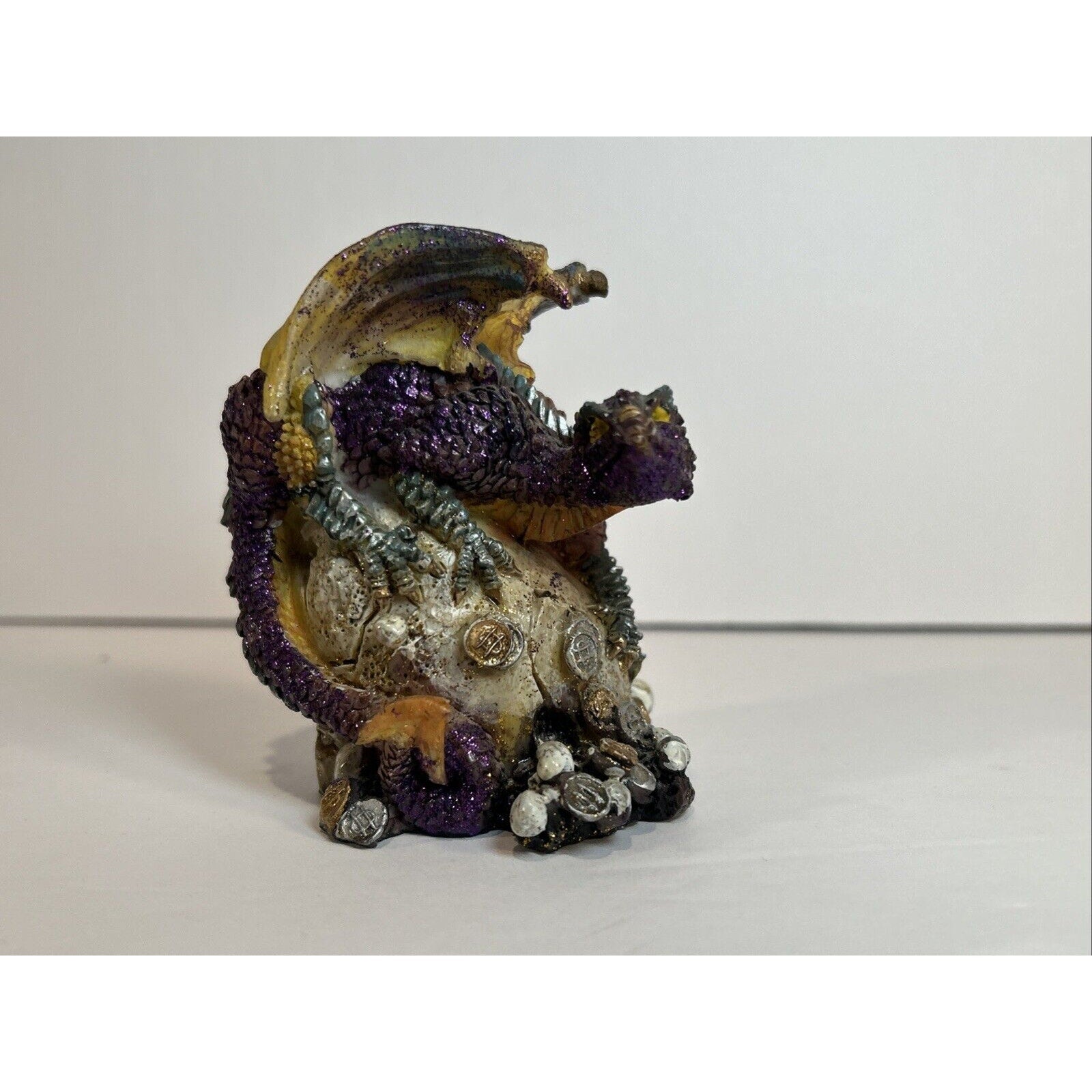 Lot of 3 Resin Dragon Figurines Skull Egg & Chained Fantasy Decor