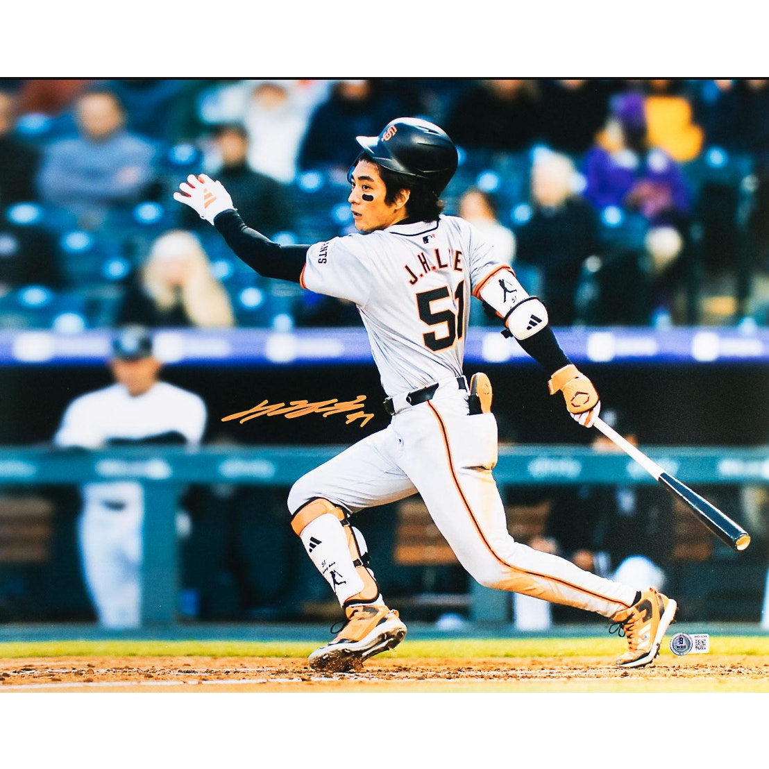 Jung Hoo Lee Signed 16x20 San Francisco Giants Photo BAS Witness COA Auto