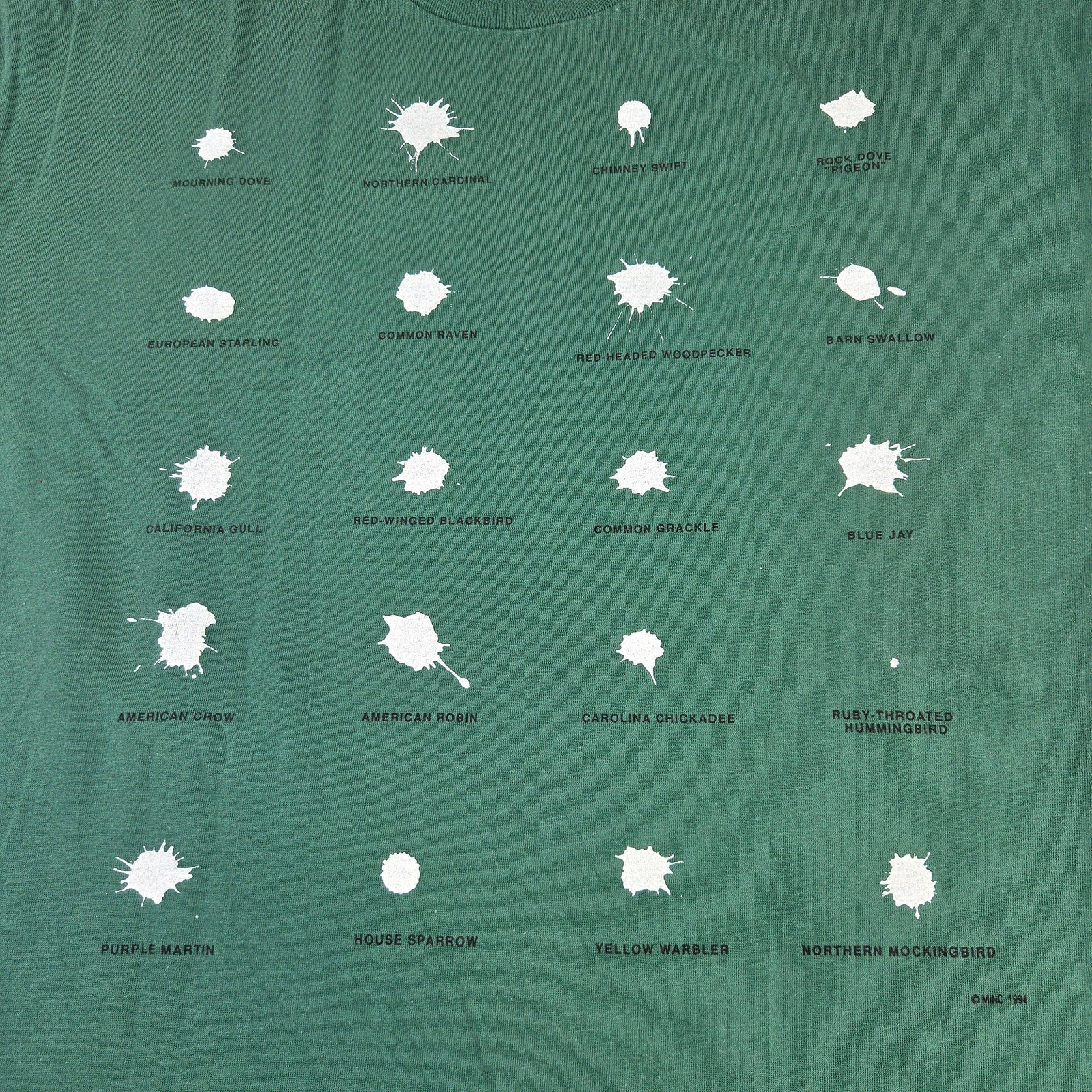 Oneita 1994 Bird Poop Identification Single Stitch USA T Shirt XL Vintage