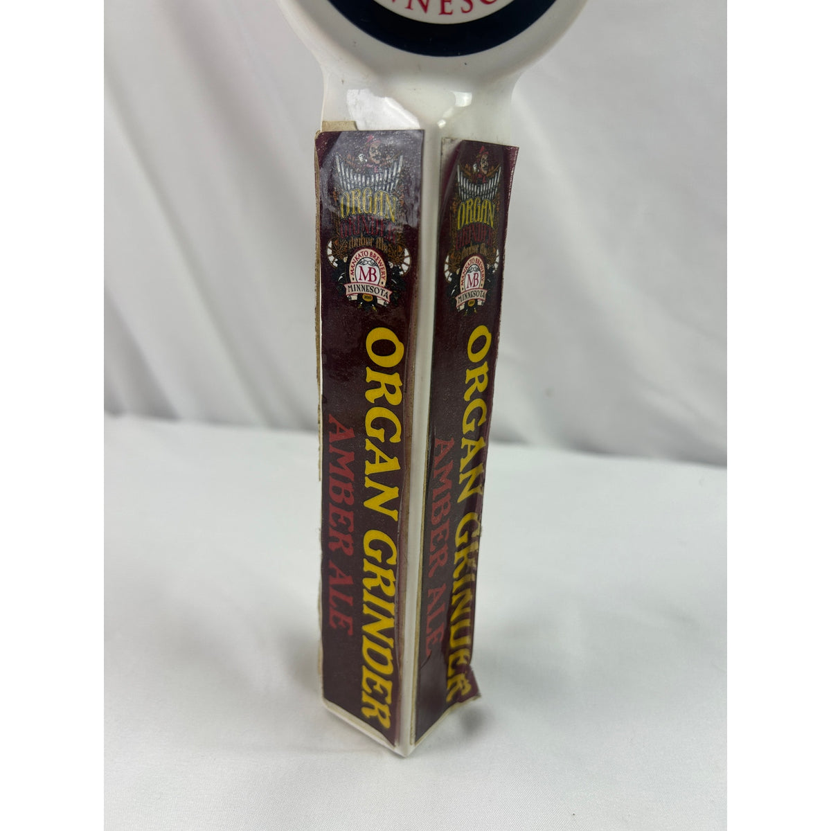 Mankato Brewery Organ Grinder Amber Ale Ceramic Beer Tap Handle Minnesota