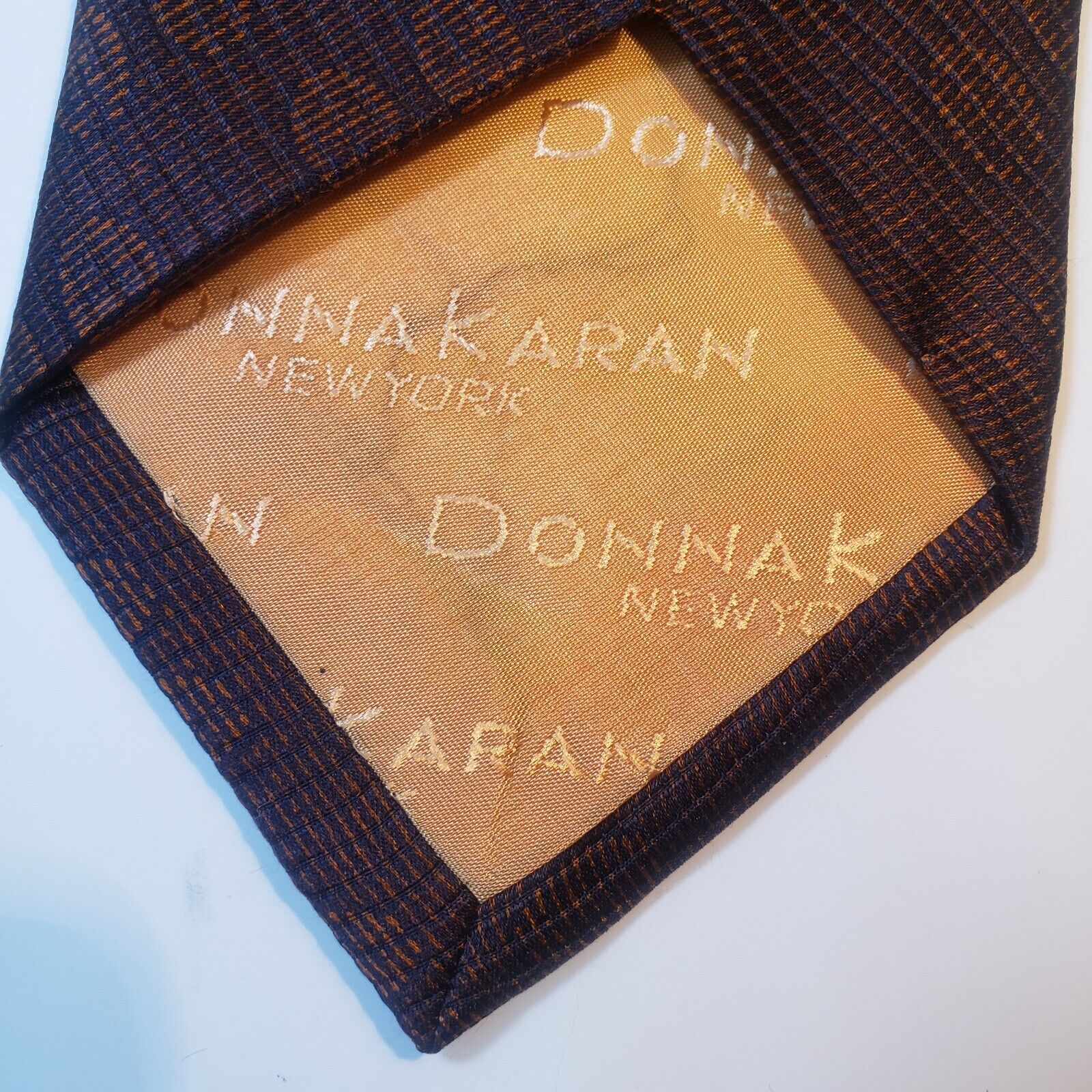 Donna Karan Signature Mens Brown Silk Tie Made in USA