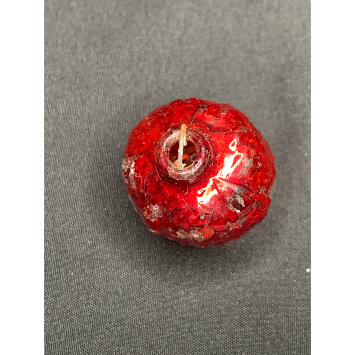 1930s Vintage Red Glass Basket Christmas Ornament Mini Feather Tree Figural