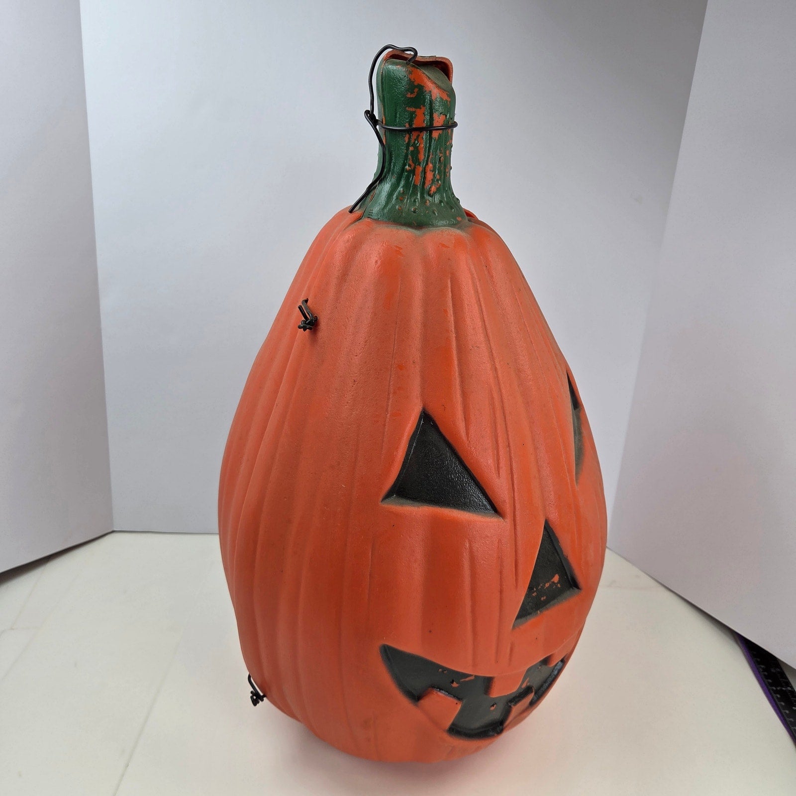 Vintage 22" Blow Mold Jack O Lantern Pumpkin 2 Piece Halloween Unmarked