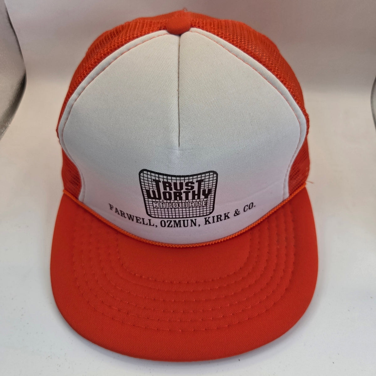 Vintage Trustworthy Hardware Farwell Ozmun Kirk Foam Mesh Snapback Trucker Hat