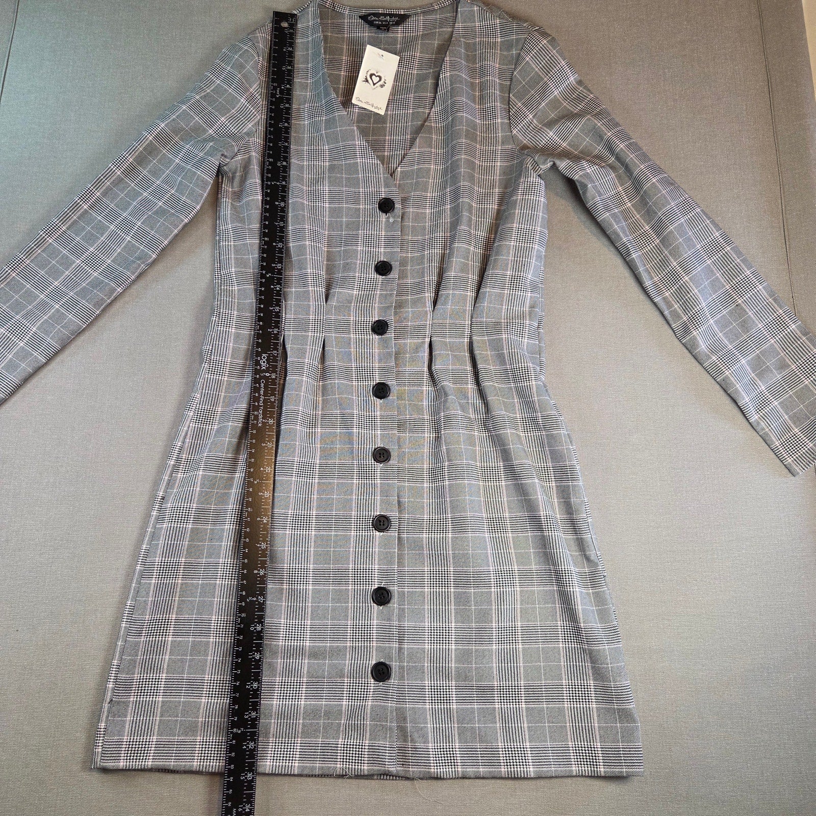 Miss Selfridge Check Plaid Sheath Dress Women’s Size 4 NWT Long Sleeve