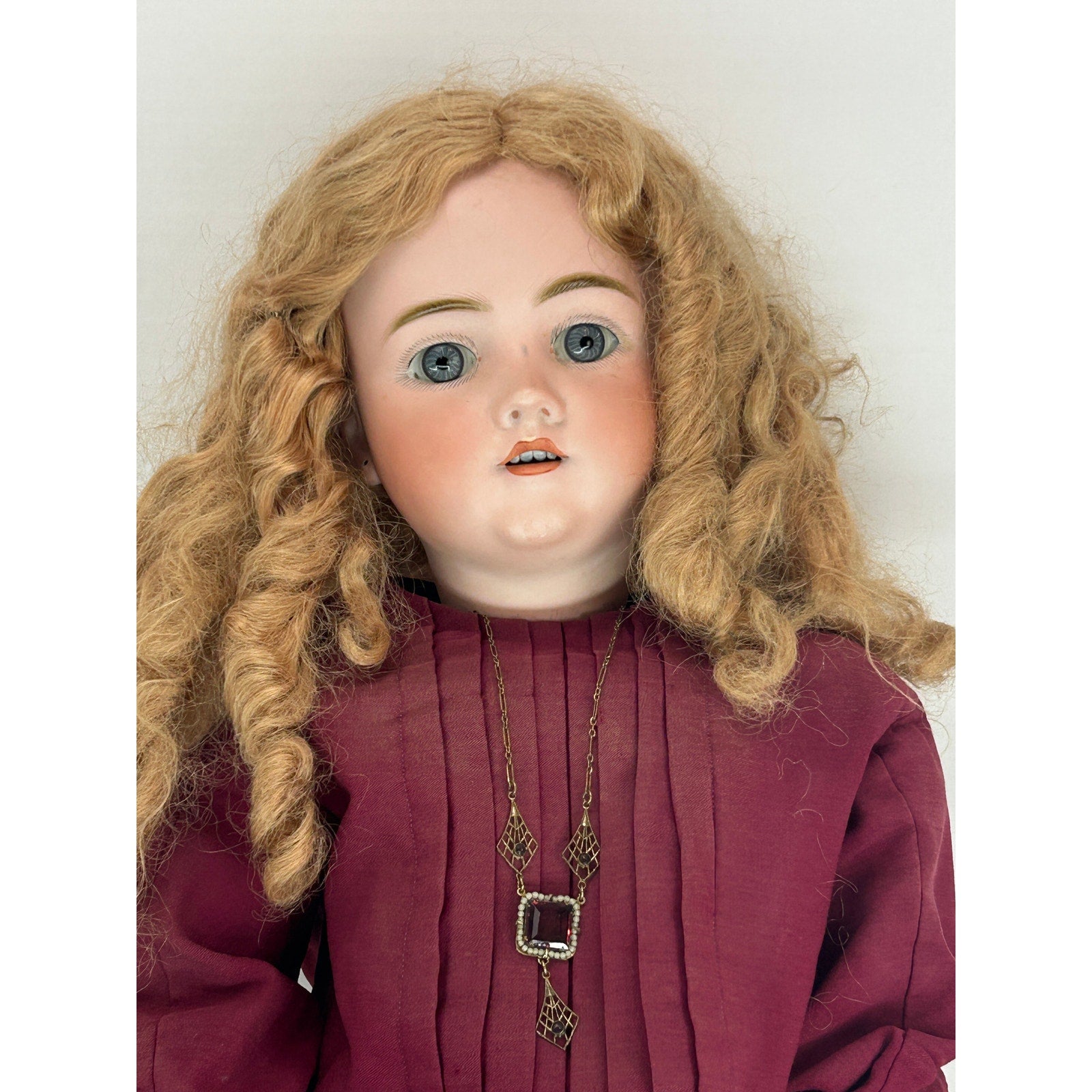 Kley & Hahn Walkure 29” bisque doll - blue sleep eyes - 4 teeth - c1900s Germany