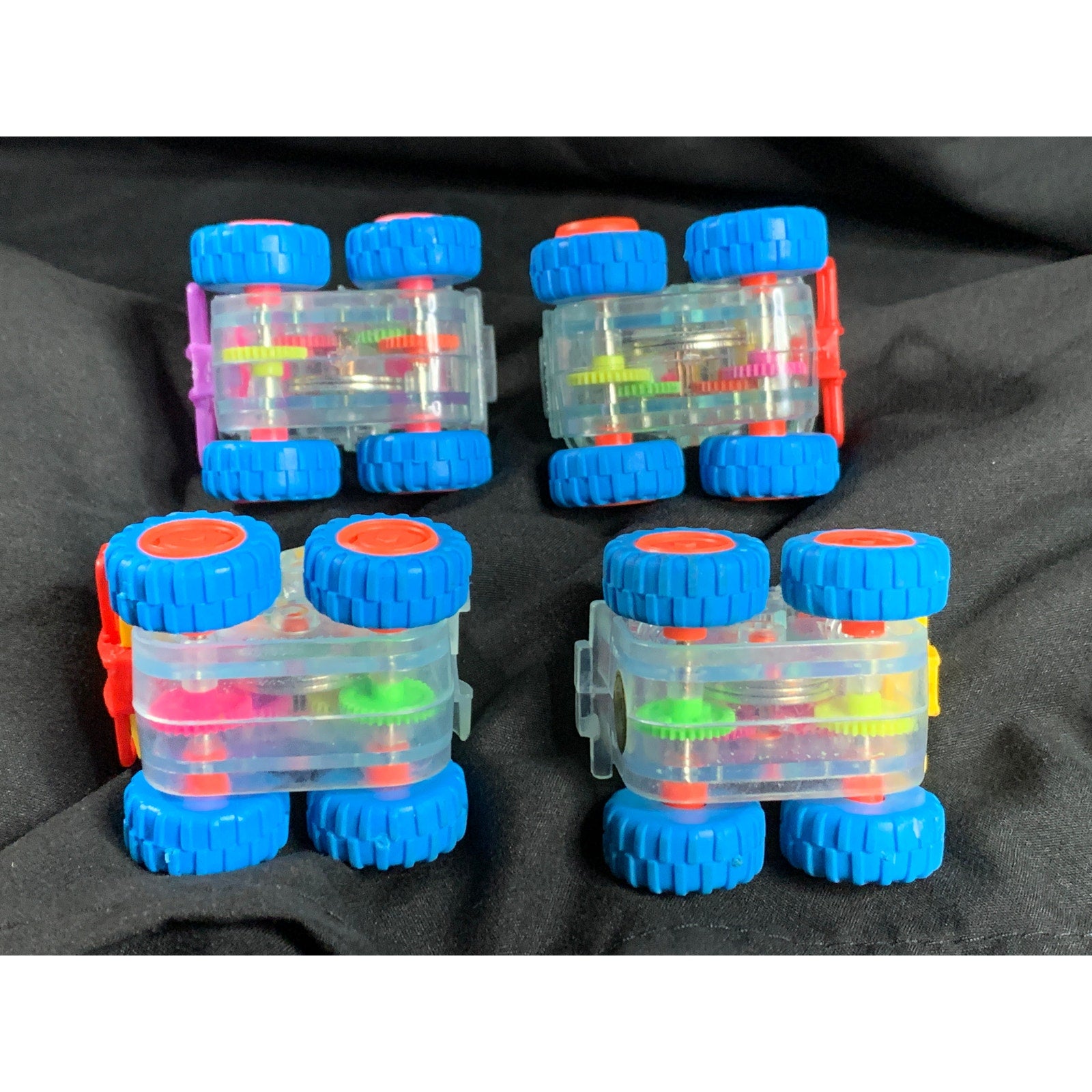 1997 Subway Clear Gears Lot 4 Vintage Kids Meal Toys Goin Buggy Tromper Truck