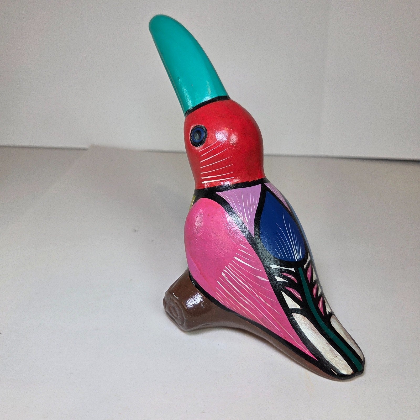 Hand-Painted Mexican Talavera Toucan Bird Figurine Ceramic Folk Art 6.25"