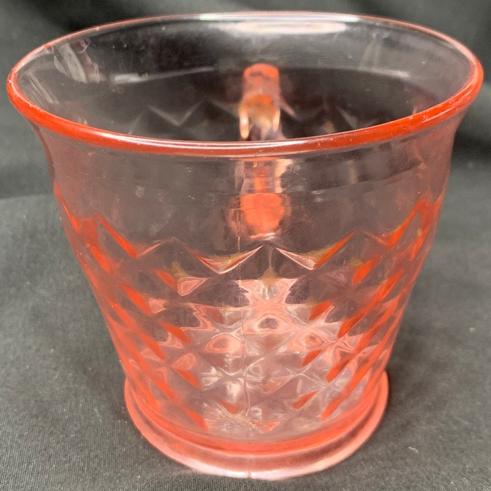 Jeannette Holiday Buttons Bows Pink Depression Glass Cup 1947-1949 READ